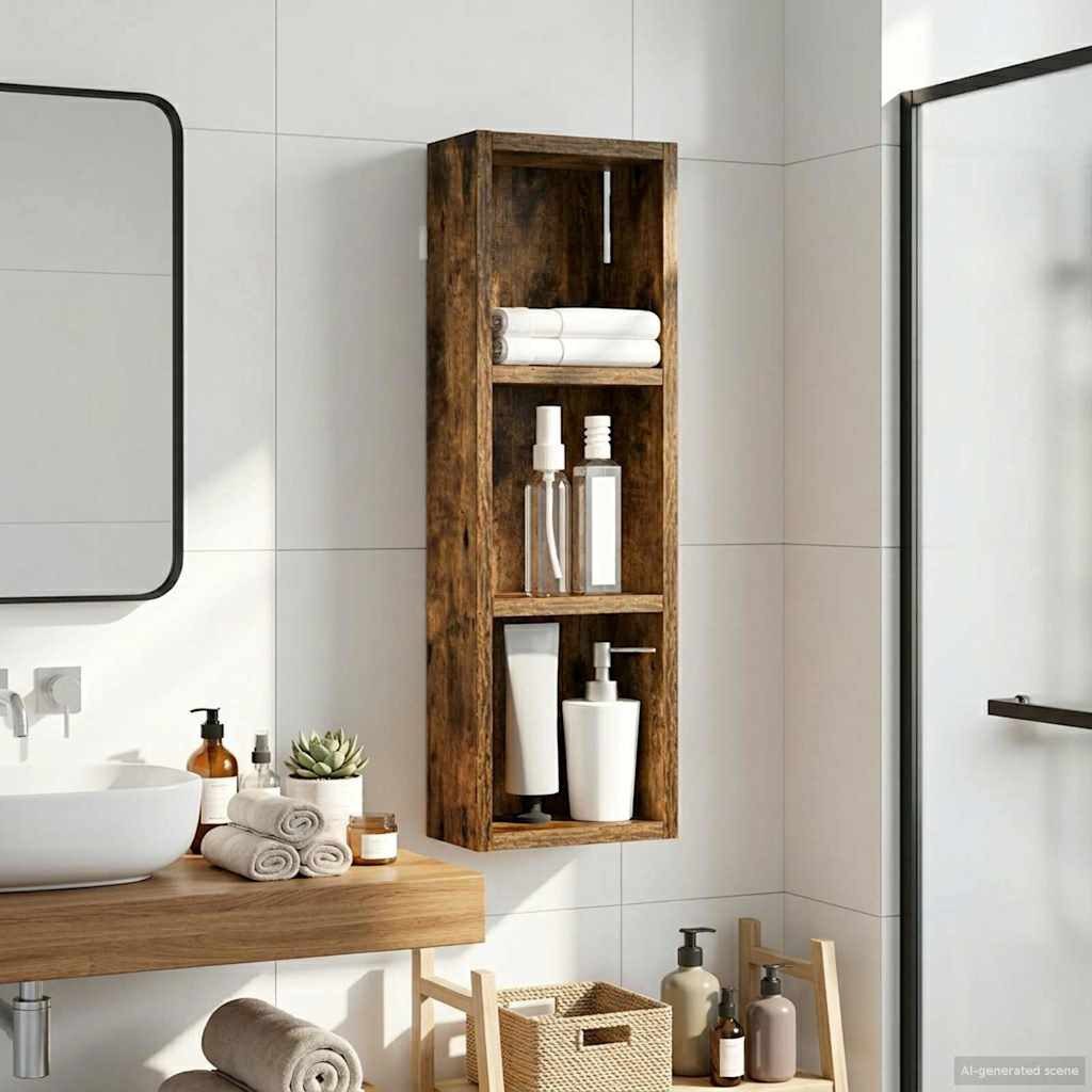 vidaXL Badezimmerspiegelschrank Badezimmer-Wandschrank Räuchereiche 20 x 10 x 60,5 cm (1-St)