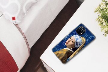 MuchoWow Handyhülle Mädchen mit Perlenohrring - Delfter Porzellan - Vermeer - Blumen -, Phone Case, Handyhülle Xiaomi Mi 11, Silikon, Schutzhülle