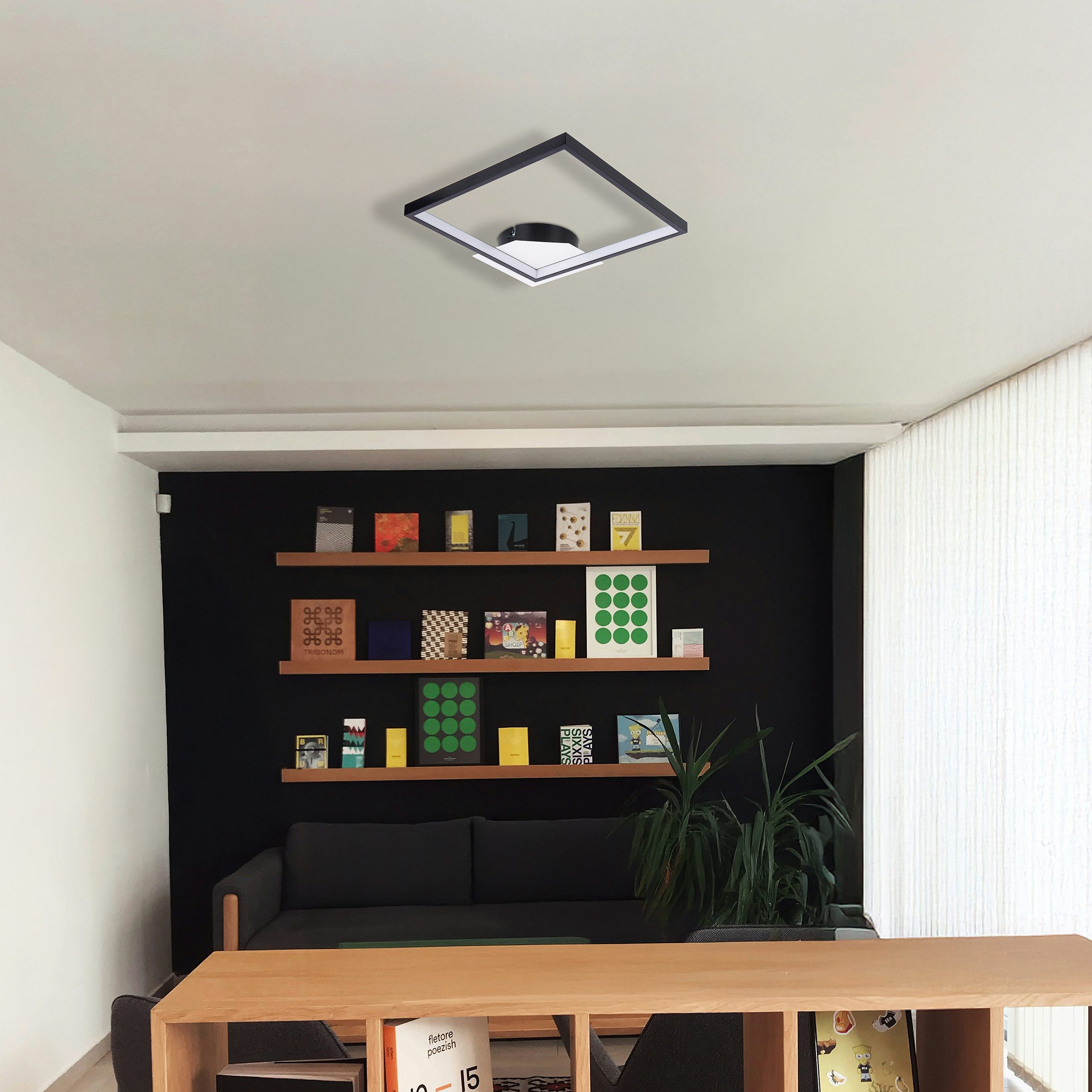 NOWA Deckenleuchte OSLO, LED fest integriert, Warmweiß, Schwarze Deckenleuchte, kompakt, LED 3000K, inkl. Leuchtmittel