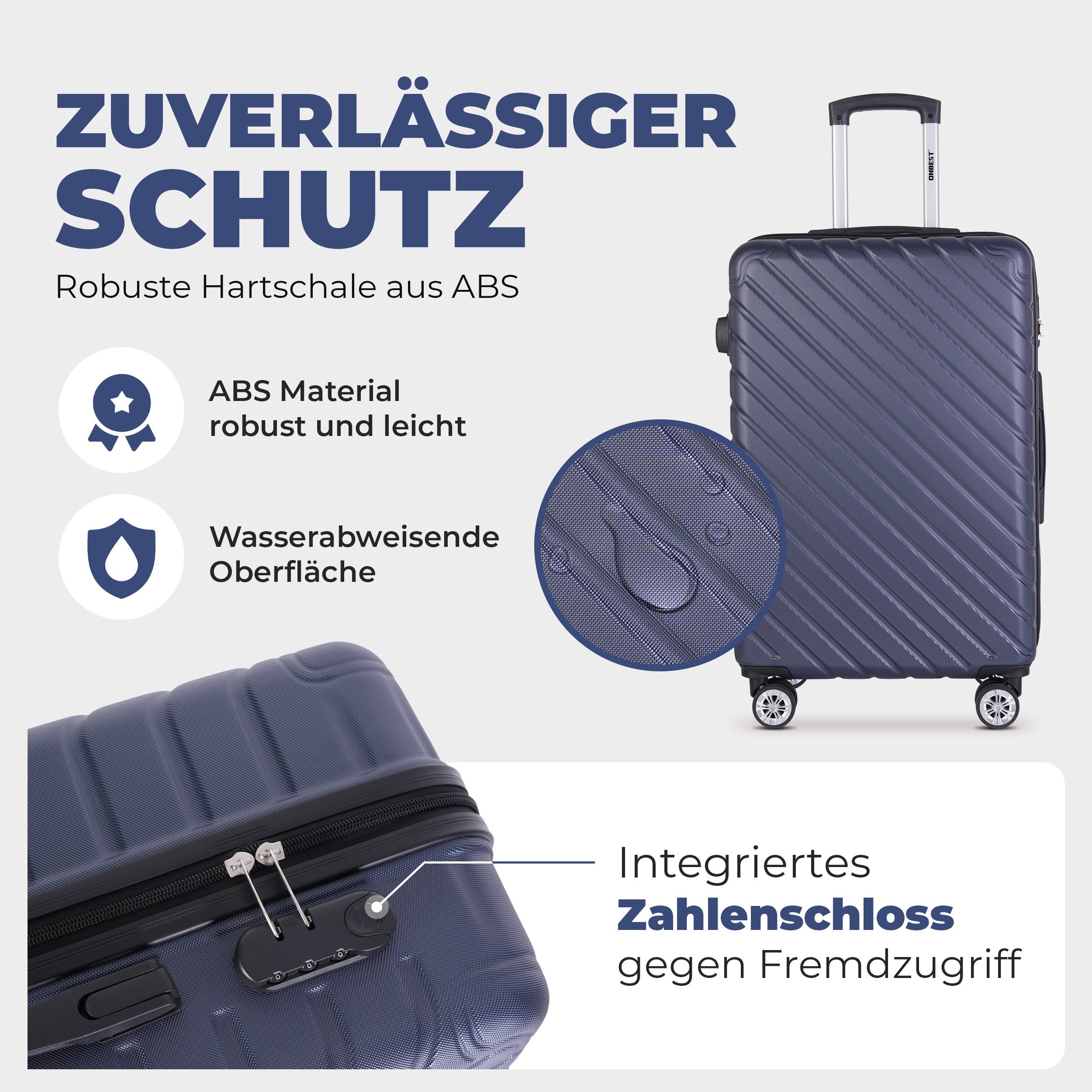 Onbest Kofferset 3er Hartschallen Trolley Set günstig online kaufen
