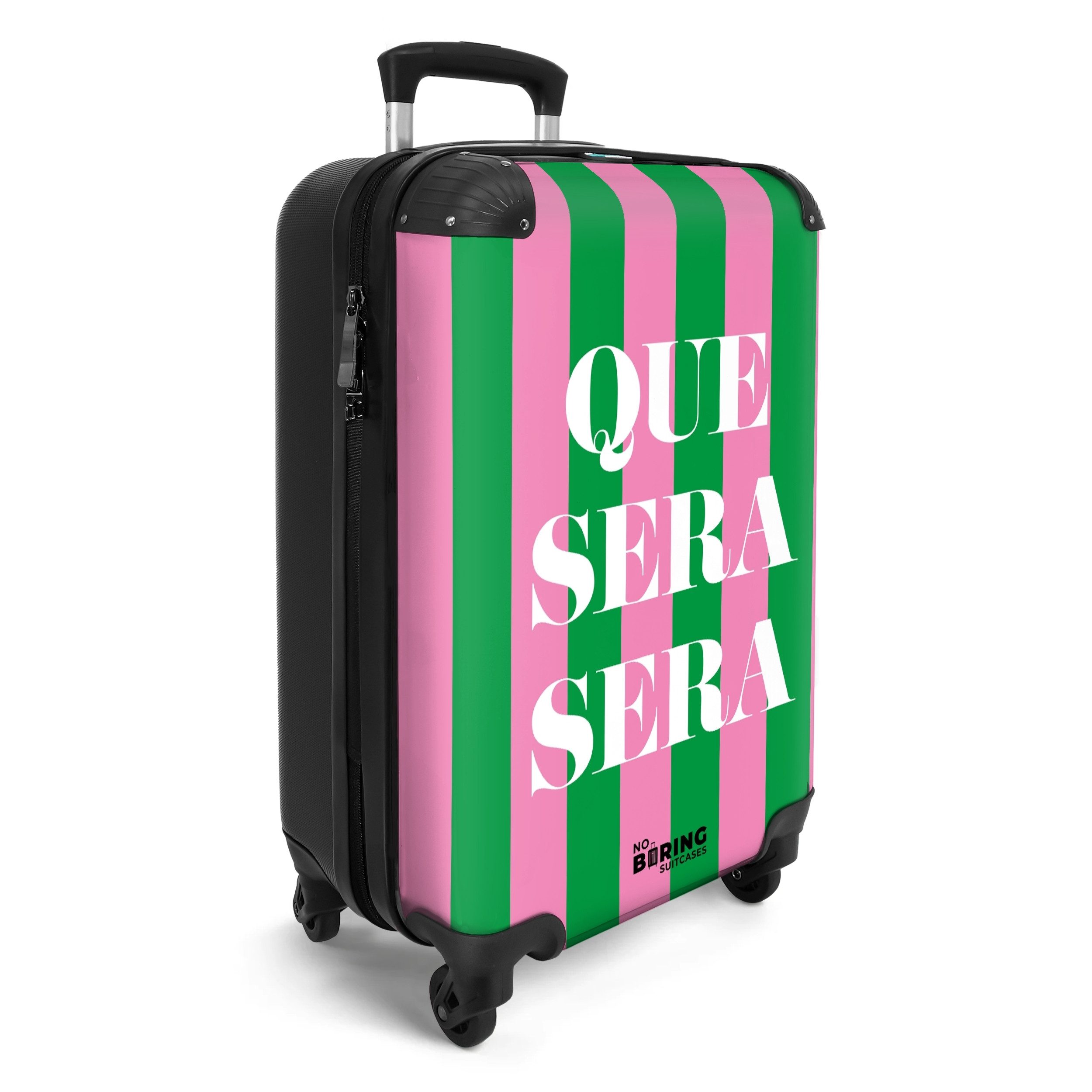 NoBoringSuitcases.com© Hartschalen-Trolley Grüne und rosa Streifen günstig online kaufen