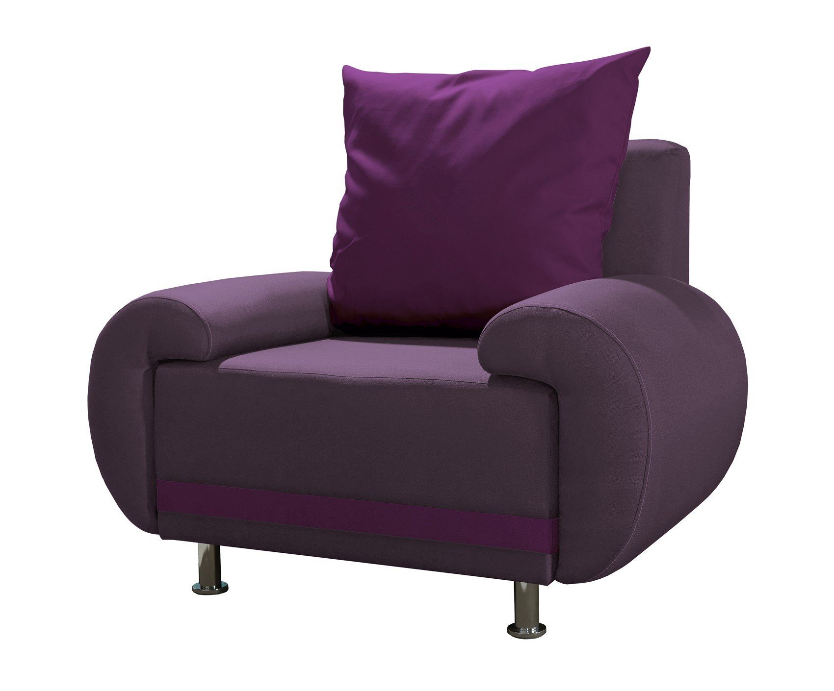 Bettkasten Polstergarnitur in Rückenkissen, 3-Sitzer Fun 3-1-1 Violett und Schlaffunktion Stoff, MIKA Designersofa Möbel 5 3-tlg), (inkl. Sofaset beim