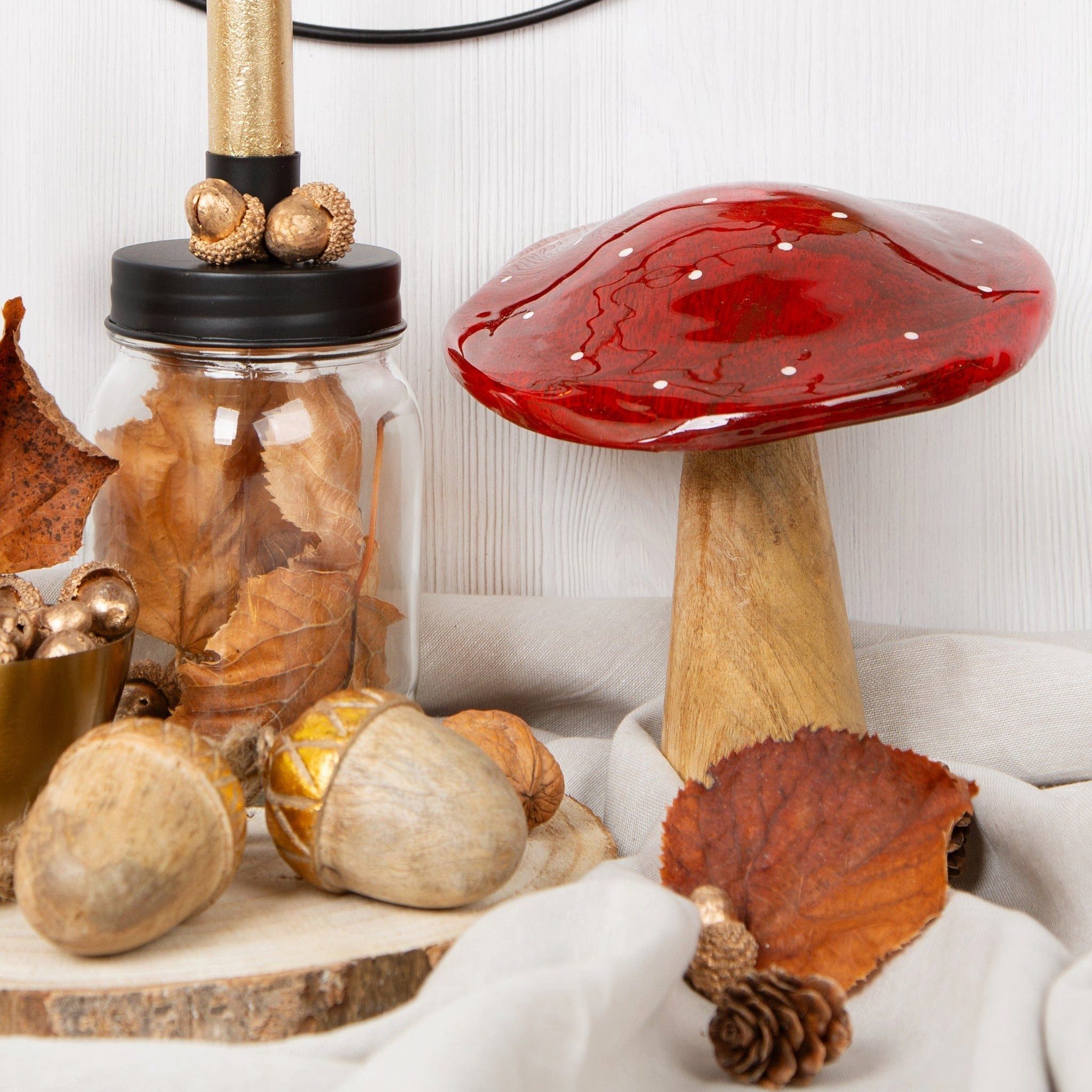 Logbuch-Verlag Dekofigur 2 Fliegenpilz Figuren aus Holz Herbstdeko 18 und 13 cm