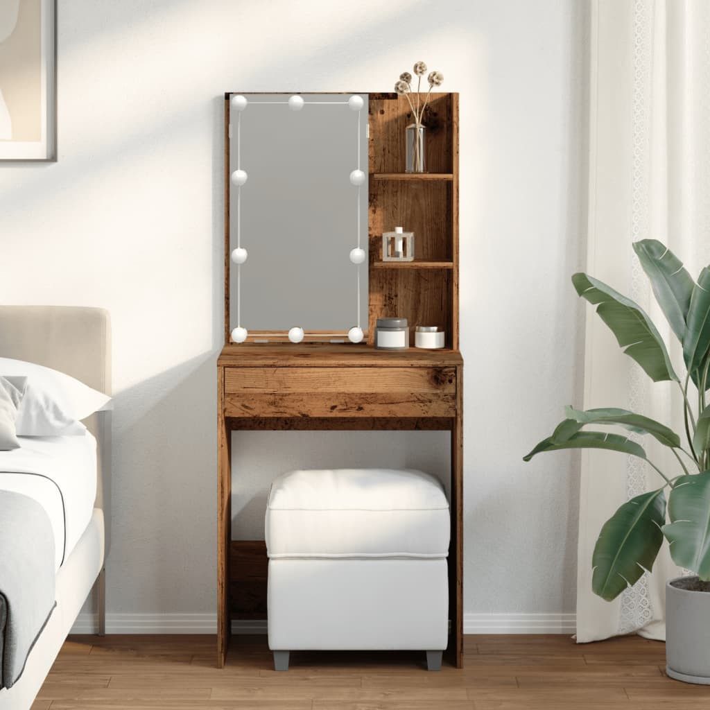 vidaXL Schminktisch 60 x 40 x 140 cm Schminktisch Frisiertisch Kosmetiktisch Beauty mit LE