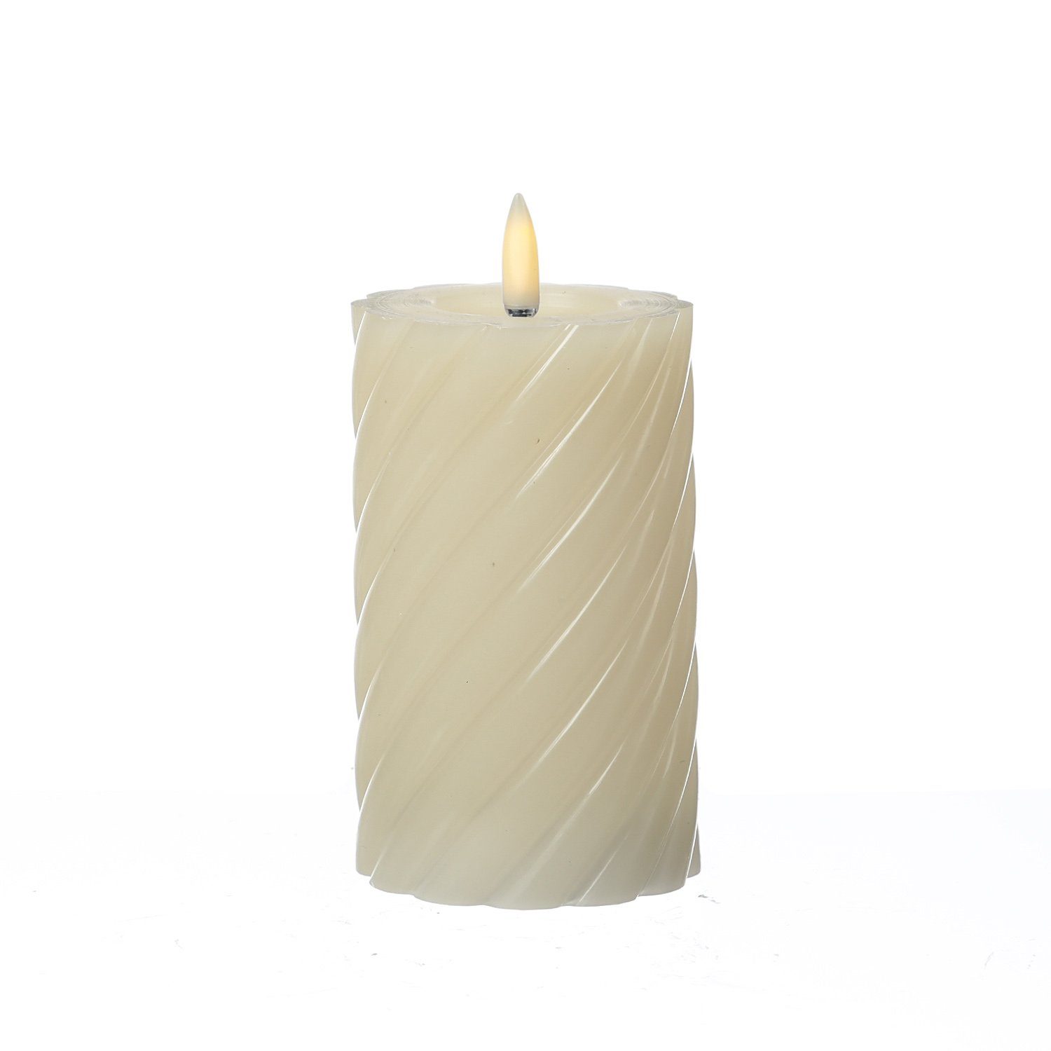MARELIDA LED-Kerze LED Kerze Twist Echtwachs gedreht flackernd H: 15cm Timer creme, warmweiß (2100K bis 3000K) – Bild 2 von 5
