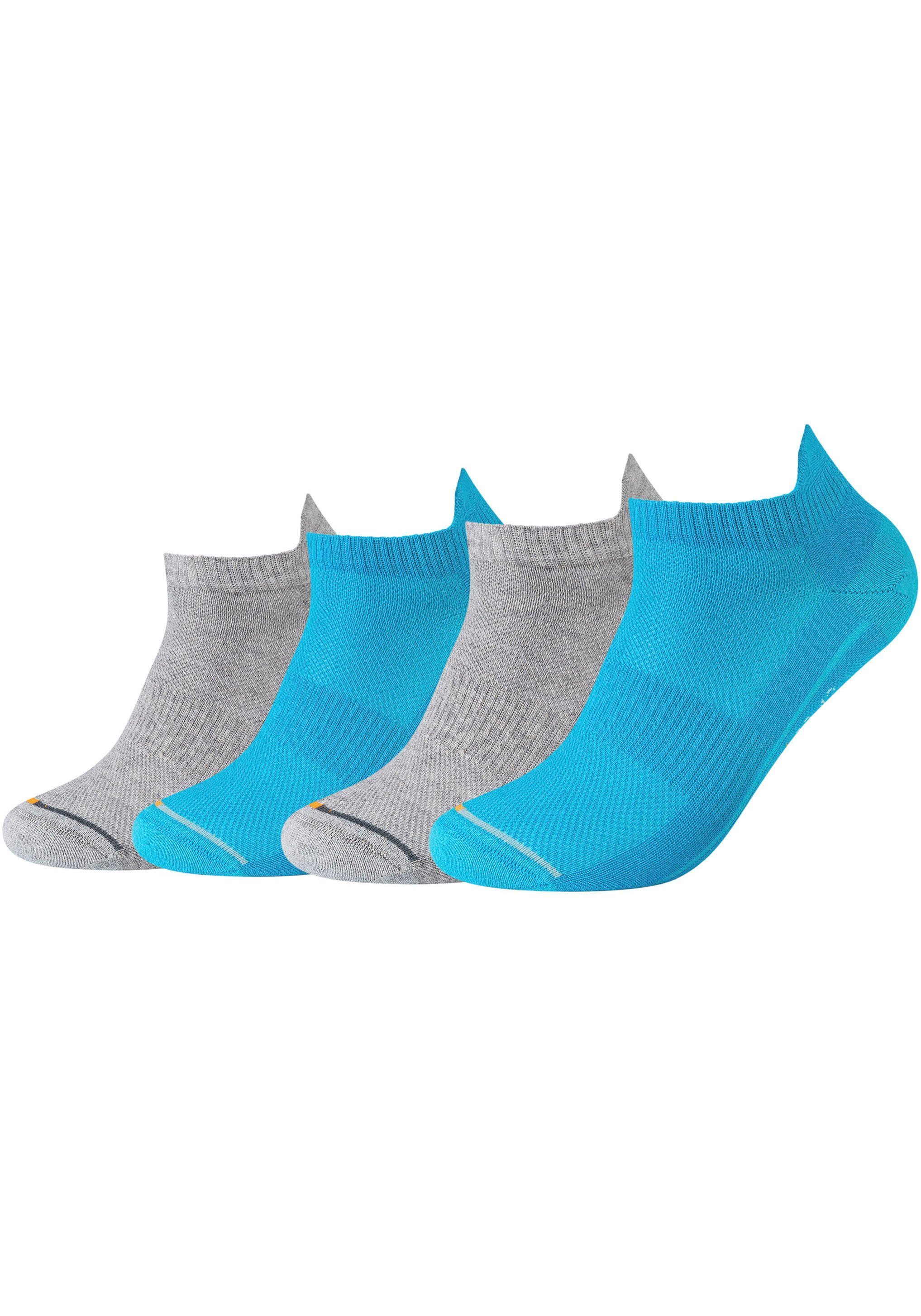 Camano Sneakersocken (Packung, 4-Paar) Ferse und Zehen mit Micro-Plüsch turquoise-grau