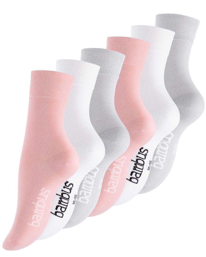 Viskose Socken weich (6-Paar) Vincent und Rosa/Weiss/Grau atmungsaktiv durch Creation®