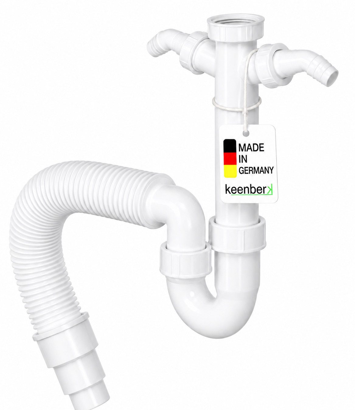keenberk Anschluss-Set Röhrengeruchsverschluss Siphon 1 1/2" x Ø 40/50 mm 90° Winkel 2 GA