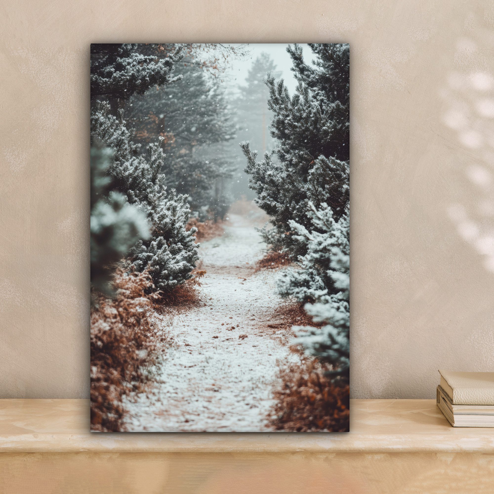 OneMillionCanvasses® Leinwandbild Wald - Winter - Bäume - Natur - Weg - Sch günstig online kaufen