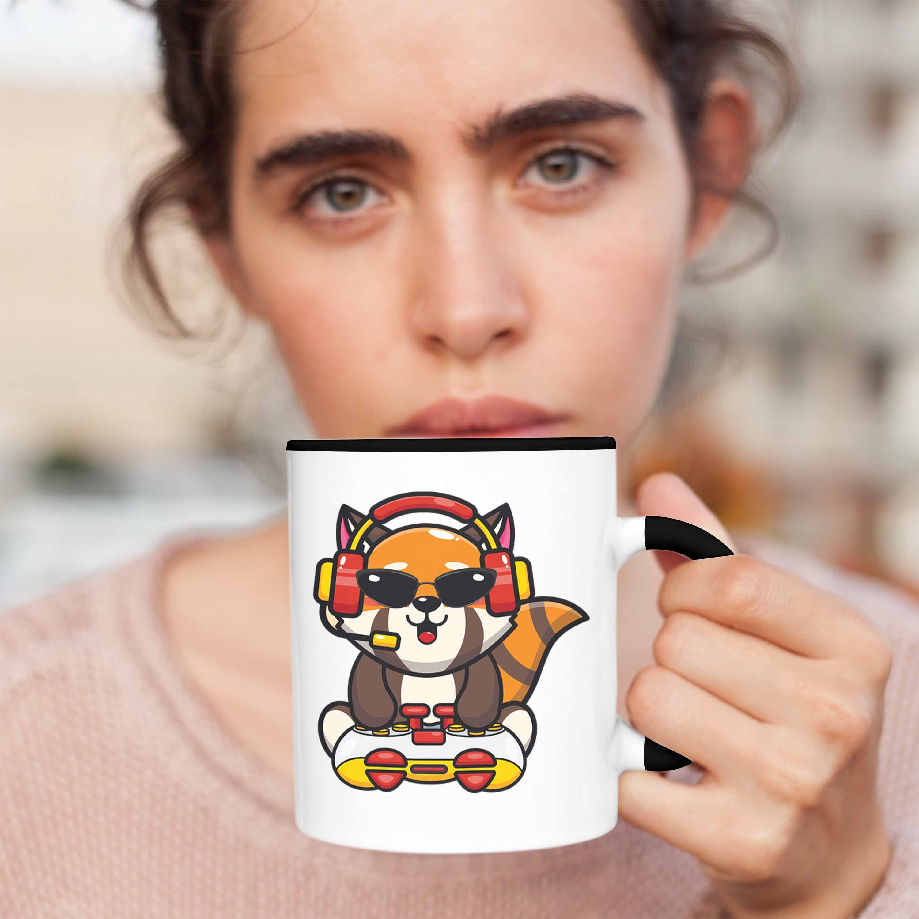 Geschenkidee Mädchen für Jungs Gamer Lustige Panda Trendation Grafik Trendation Kinder Gaming Tasse - Schwarz Jungen Tasse Gaming