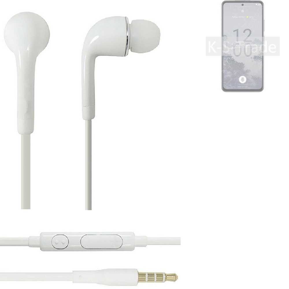 K-S-Trade für Nokia X30 5G In-Ear-Kopfhörer (Kopfhörer Headset mit Mikrofon u Lautstärkeregler weiß 3,5mm) | In-Ear-Kopfhörer