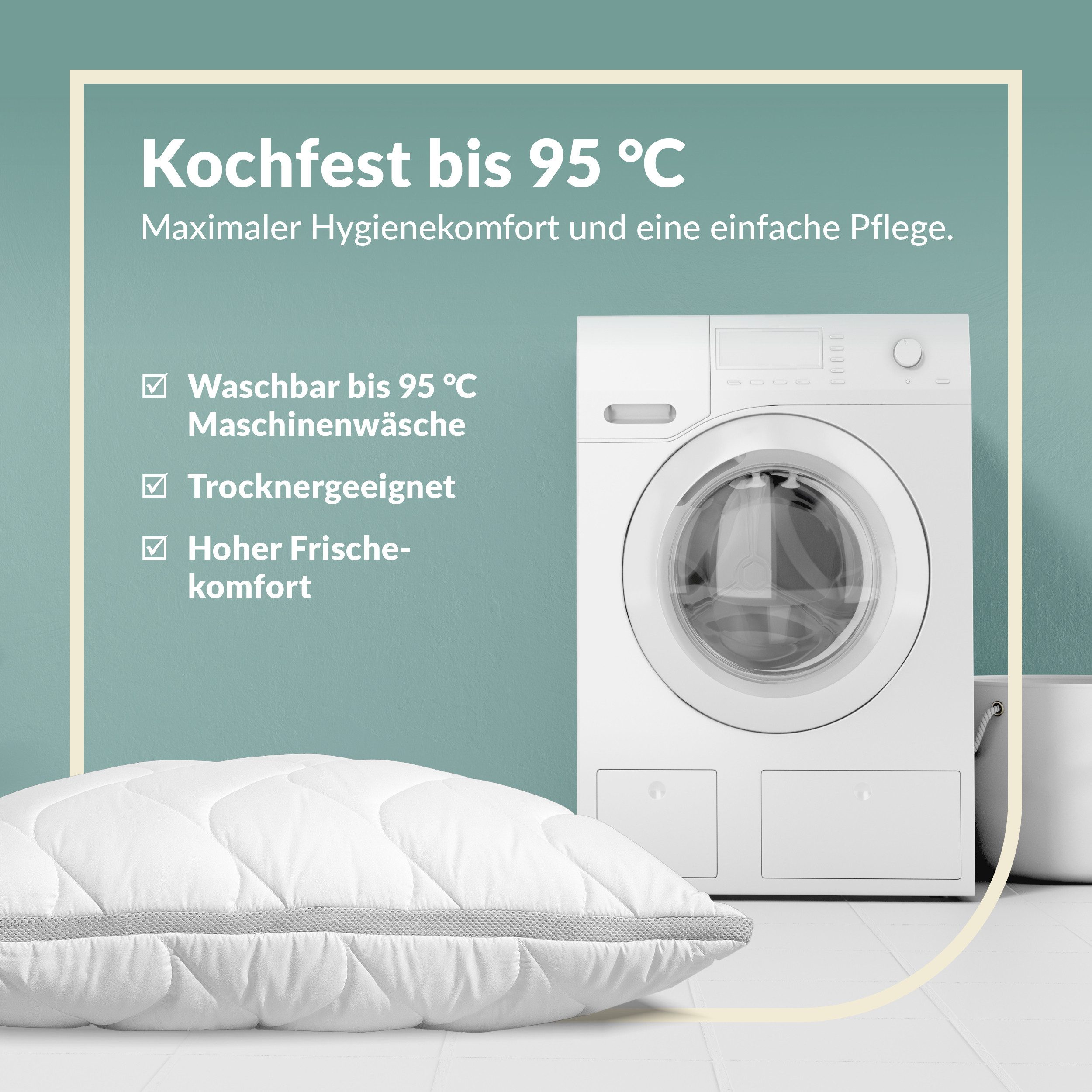 fan Microfaserkissen Climacontrol® II m. Baumwollbezug, Bezug: 100% Baumwolle, Microfaserkopfkissen mit Lüftungsband, 40x80 oder 80x80 cm erhältlich