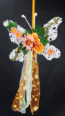 Kunstkranz Mit Schmetterling und Kunstblumen, Rosen, Blüten & Schleife zum Hängen, I.GE.A., Höhe 20 cm, Wandkanz Kranz Kränze Wanddeko 3D Bild Türschmuck