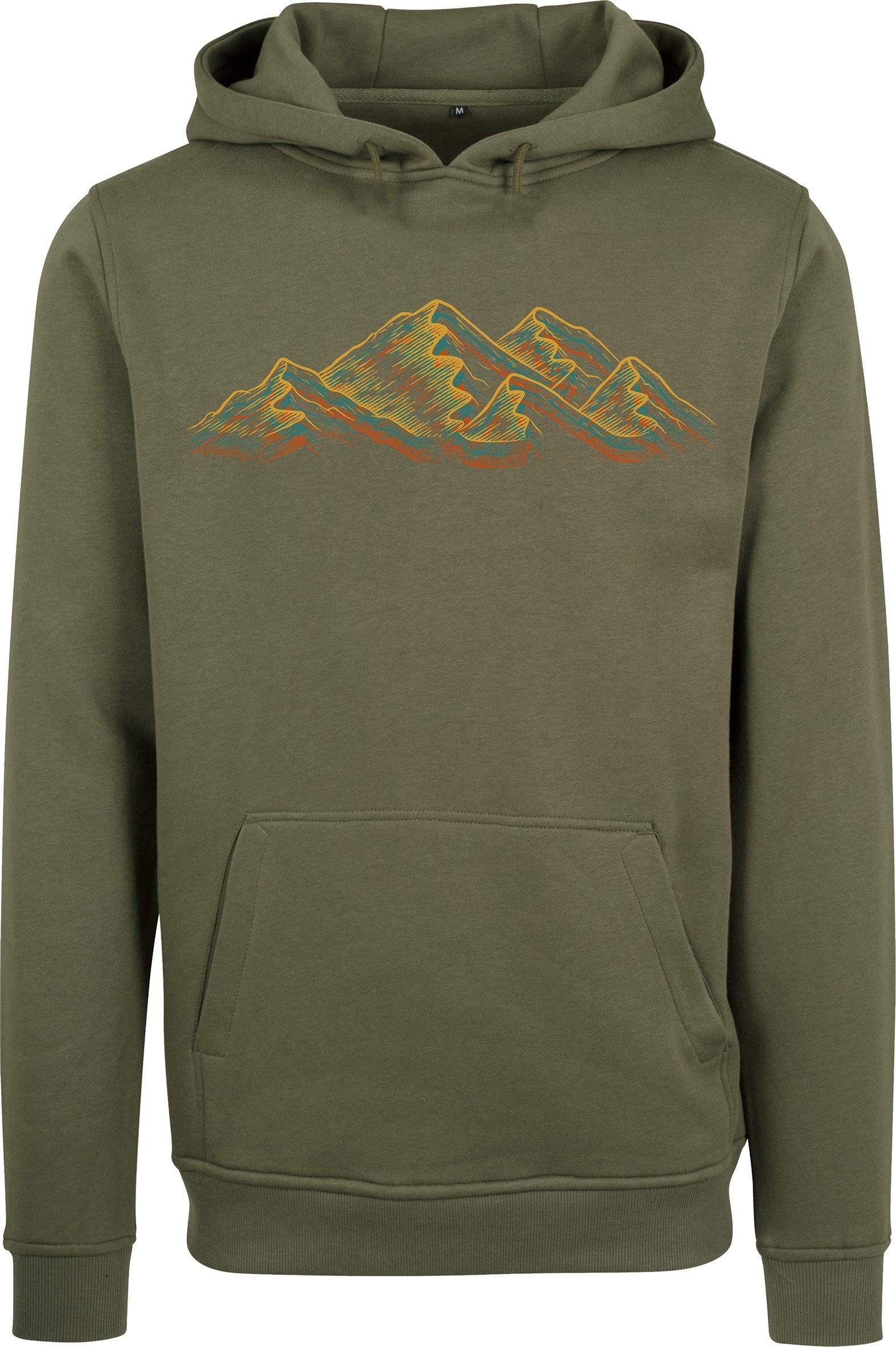 Baddery Kapuzenpullover Hoodie Kletter Alpen hochwertiger Siebdruck Wandern : - Kleidung Olive