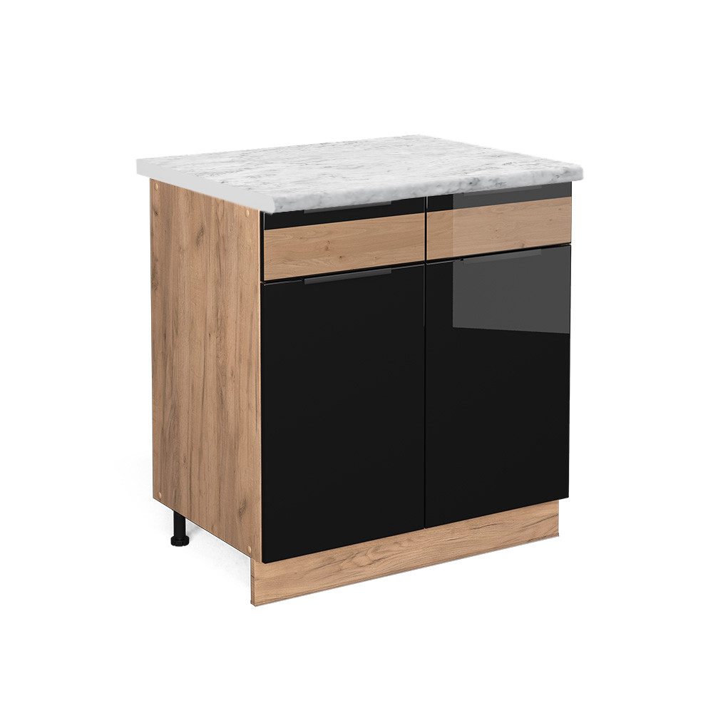Vicco Unterschrank Fame-Line, Schwarz Eiche hochglanz/Goldkraft günstig online kaufen