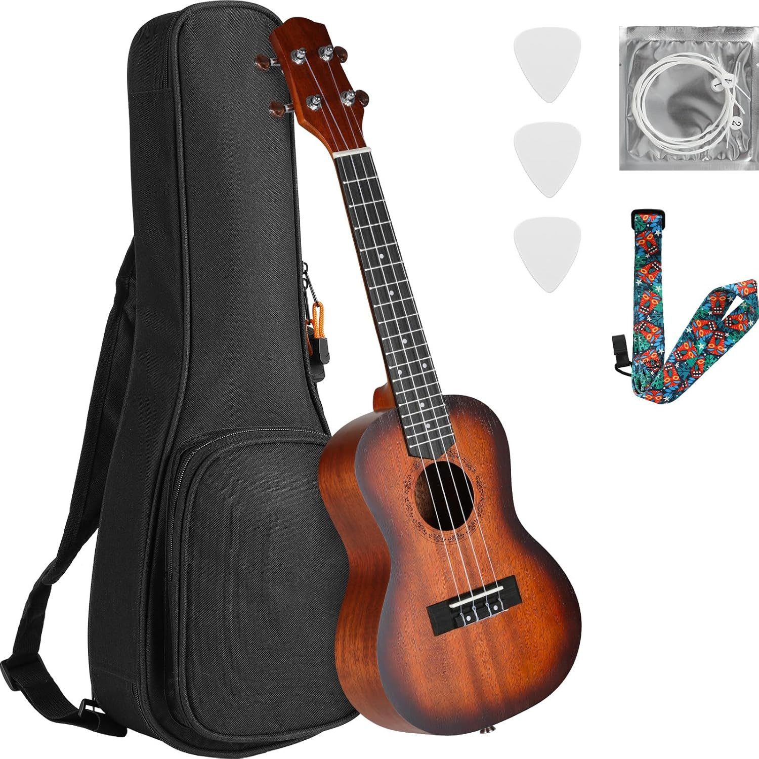 Ukulele mit Gigbag, Gurt