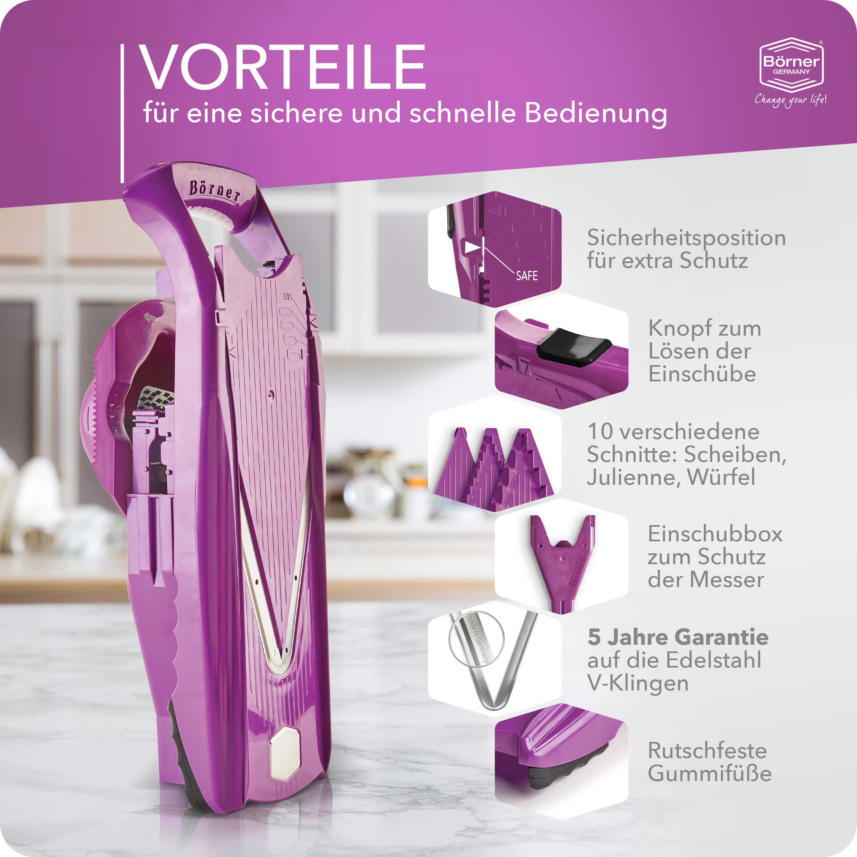 Börner Gemüsehobel Gemüsehobel V5 Powerline Plus Set – Bild 4 von 5