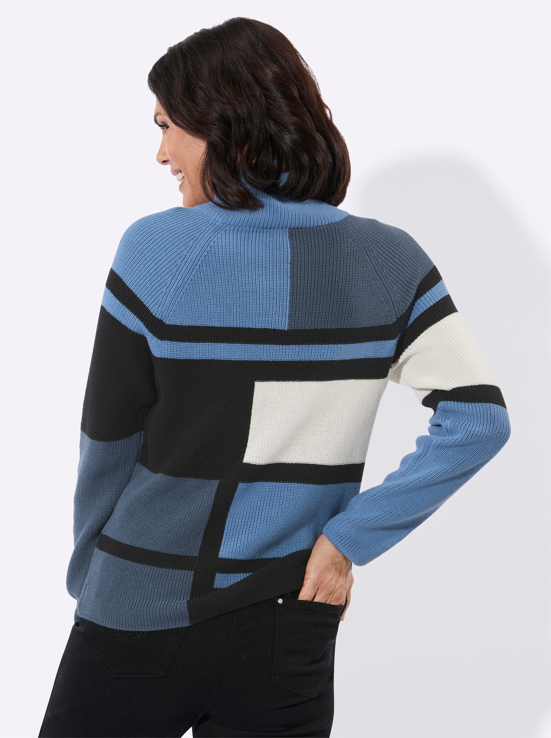 Witt Strickpullover Stehkragen-Pullover Langarm Intarsien