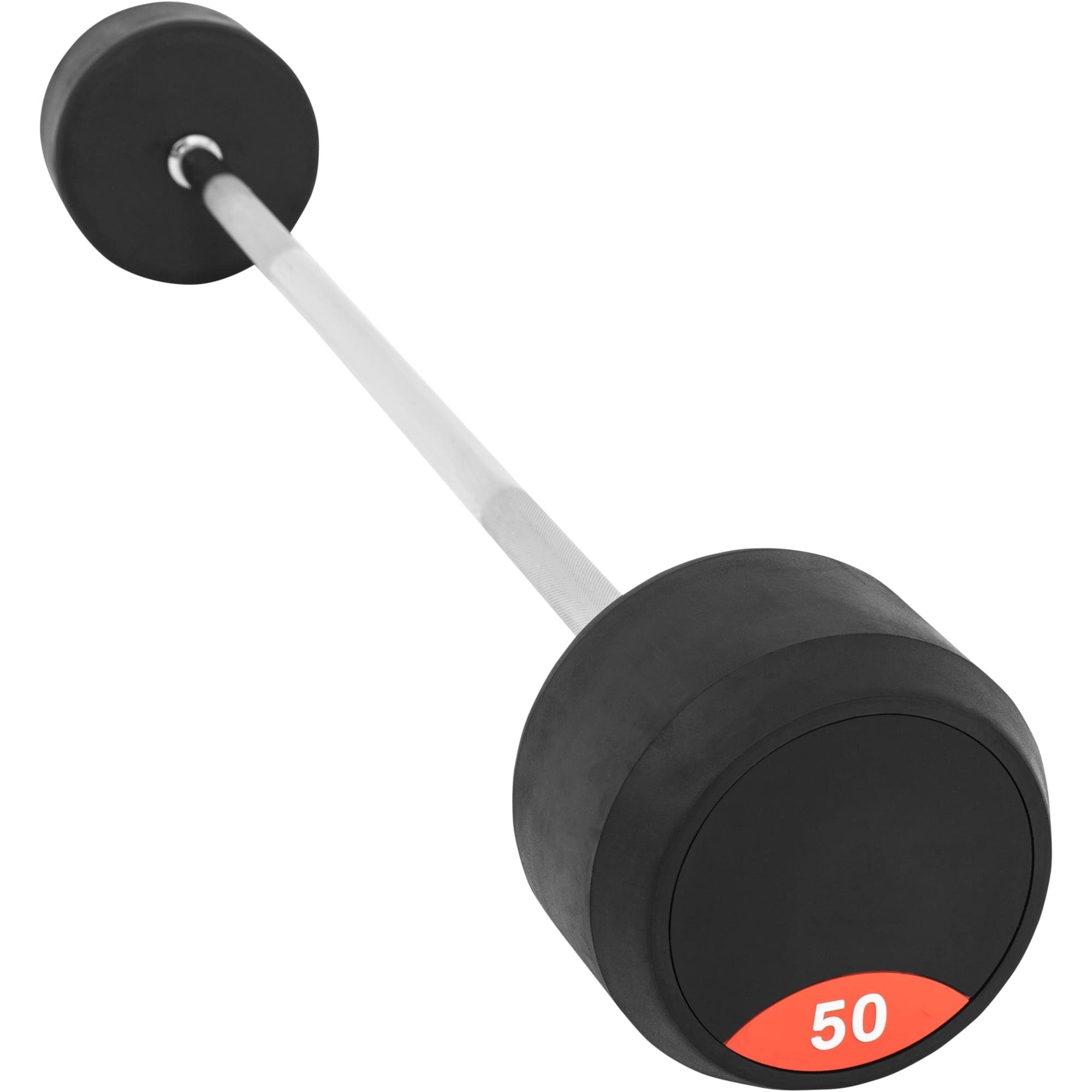 GORILLA SPORTS Langhantel Gummi, mit/ohne Ablage, Stange verchromt und gerändel, Rubber Barbells 50 kg