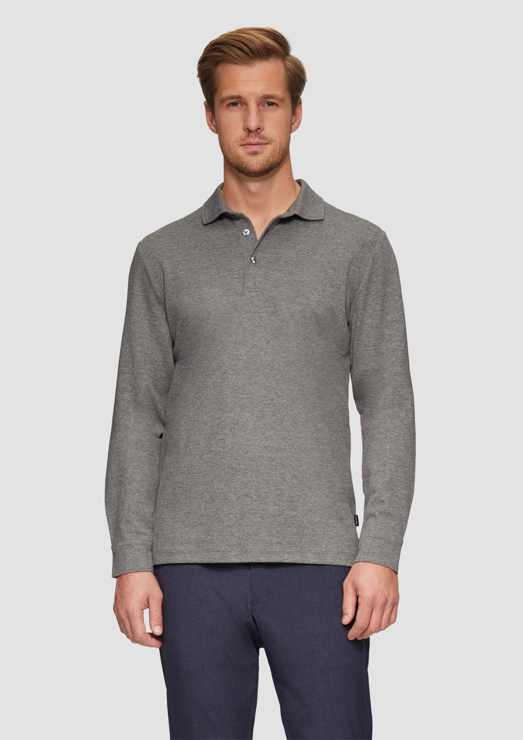 s.Oliver Langarmshirt Polo-Shirt Poloshirt im Slim Fit