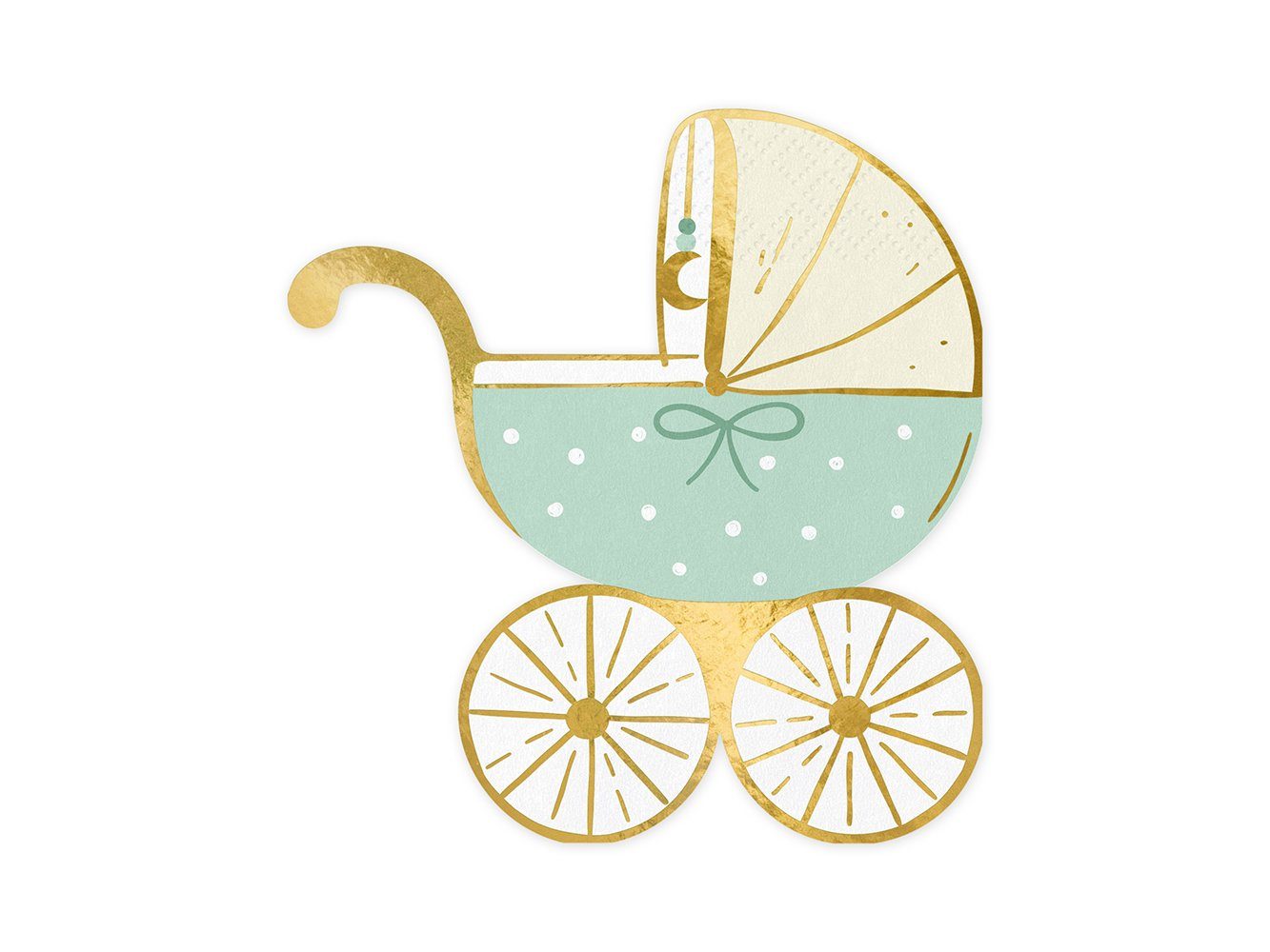 partydeco Papierserviette, Servietten Kinderwagen 14x15cm 20 Stück blau gold