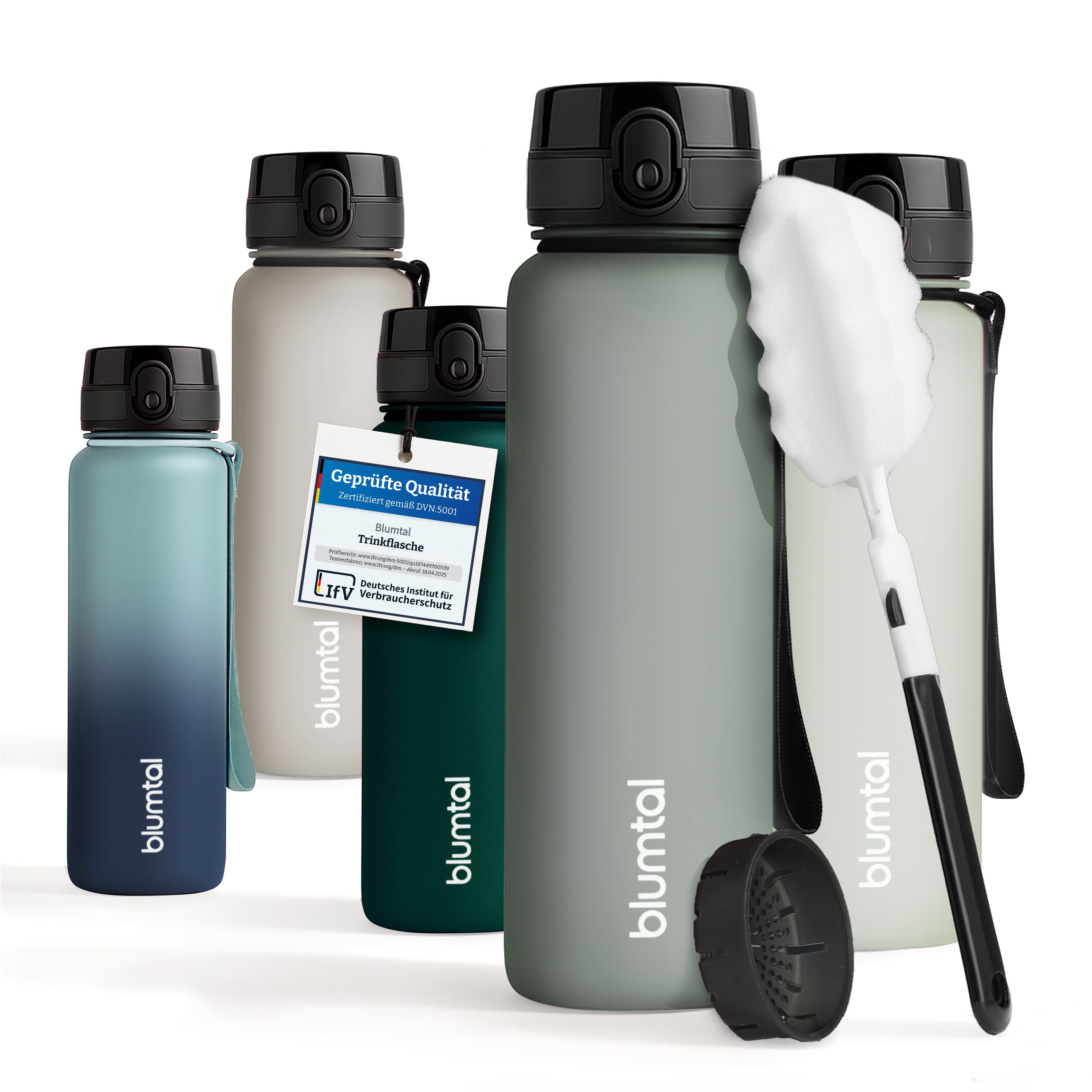 Blumtal Trinkflasche auslaufsichere Trinkflasche Sport + 1-Klick-Verschluss, BPA-frei, Wasserflasche mit Sieb, spülmaschinenfest, F.A.Z. Kaufkompass getestet