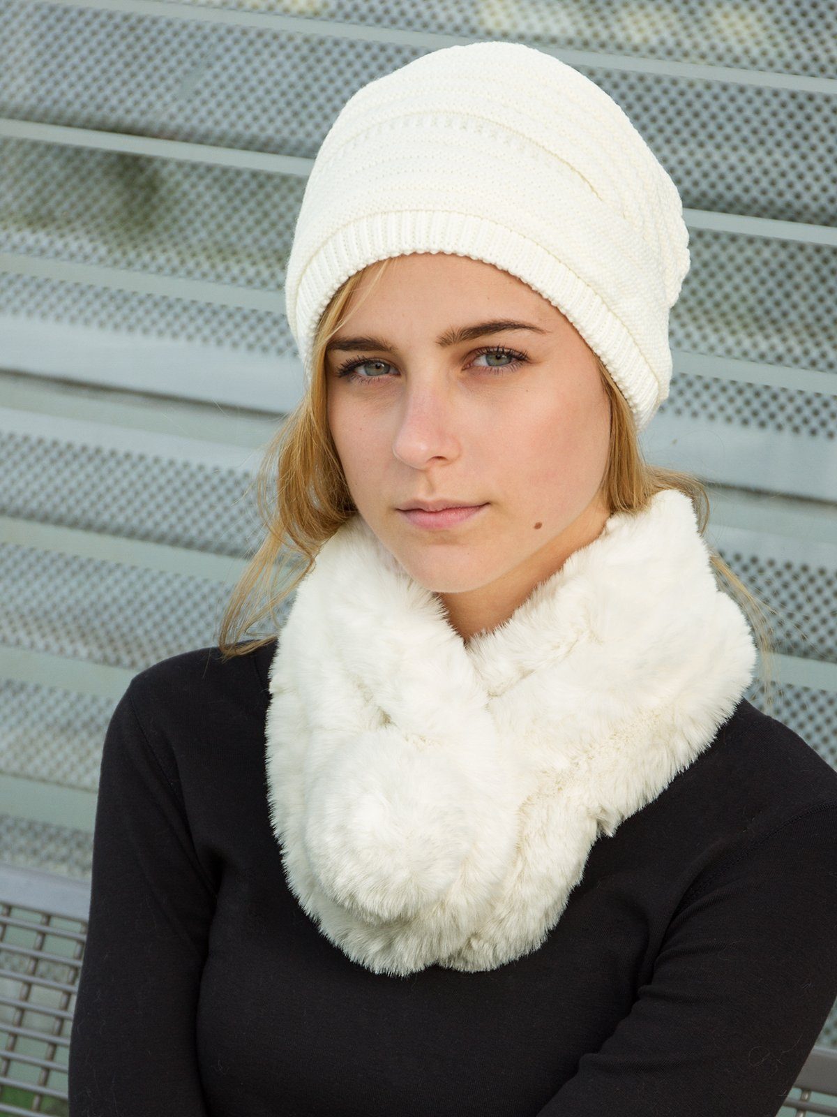 Caspar Beanie Caspar MU171 Damen grob gestrickte gefütterte Winter Beanie Mütze mit Strickmuster
