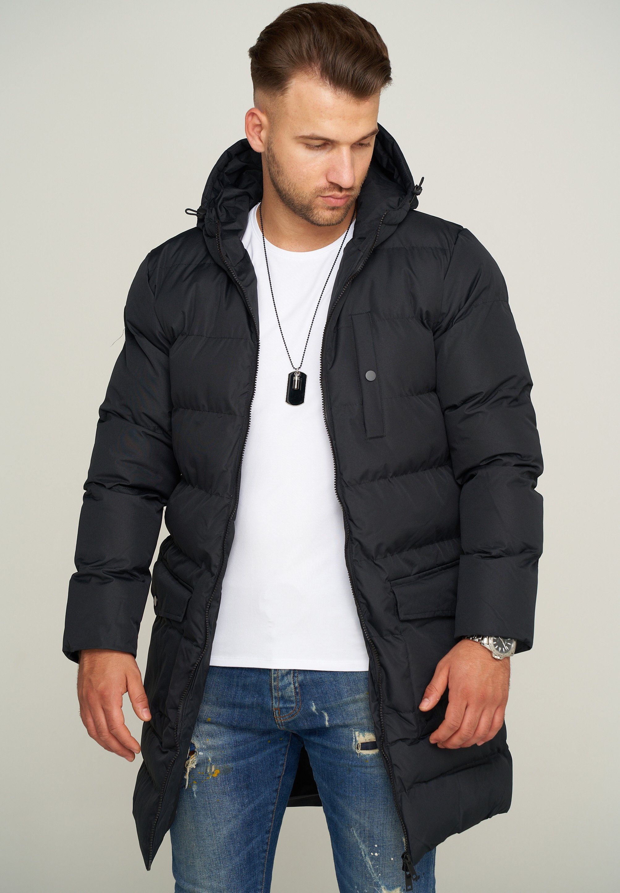 SOULSTAR Parka S2ROROS Kapuze Wintermantel Steppjacke mit Pufferjacke Black Winterjacke warme