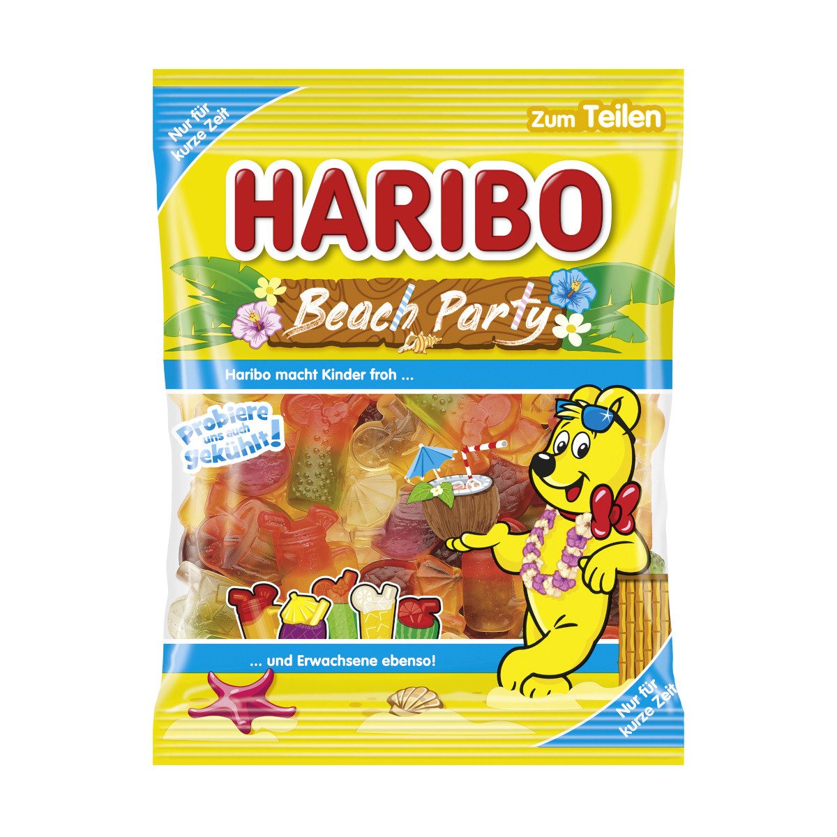 HARIBO Süßigkeit, Haribo Beach Party Fruchtgummi fruchtiger Geschmack Packung 175g
