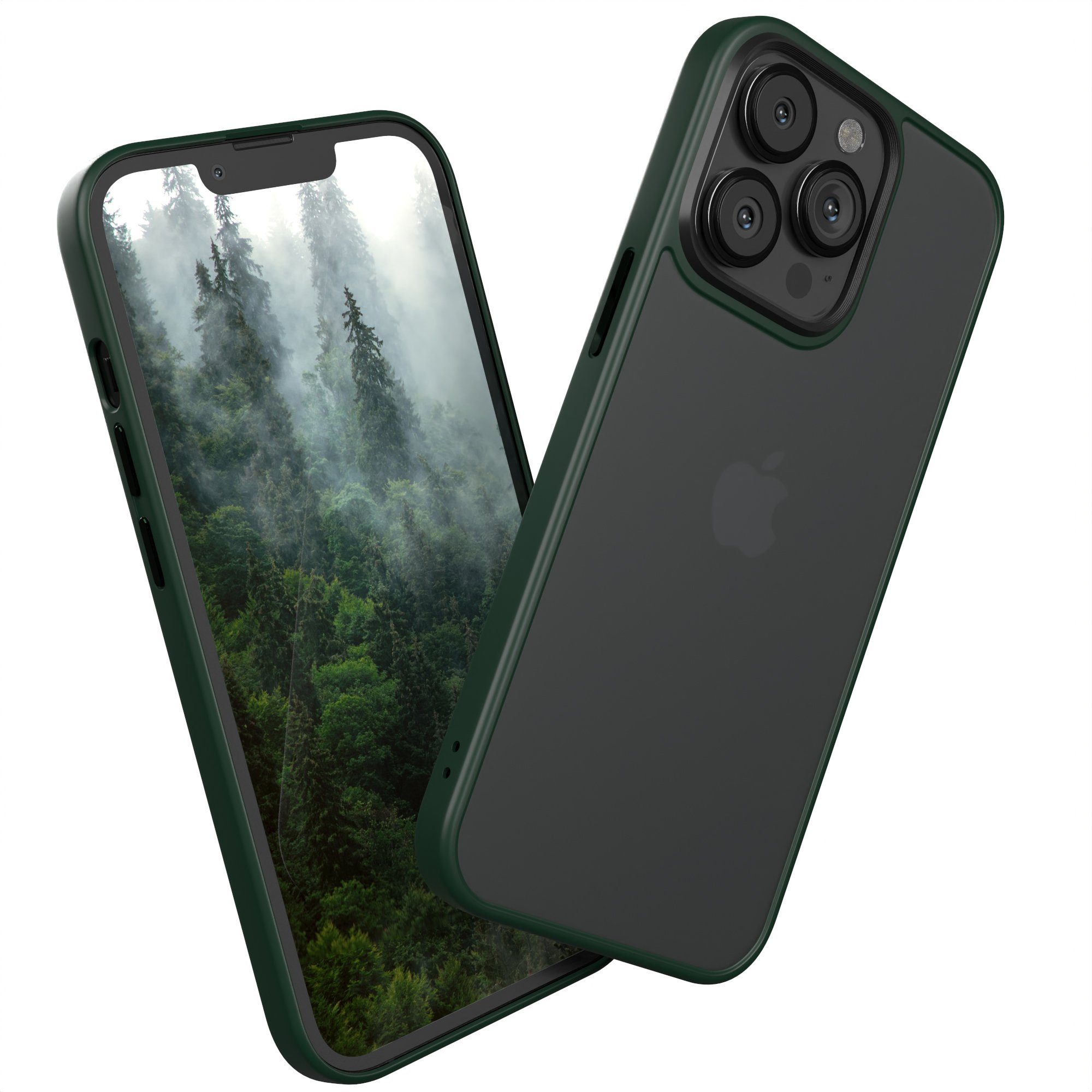 EAZY CASE Handyhülle Outdoor Case für Apple iPhone 13 Pro 6,1 Zoll, Hülle Transparent kratzfest Smart Slimcover Transparent Dunkel Grün