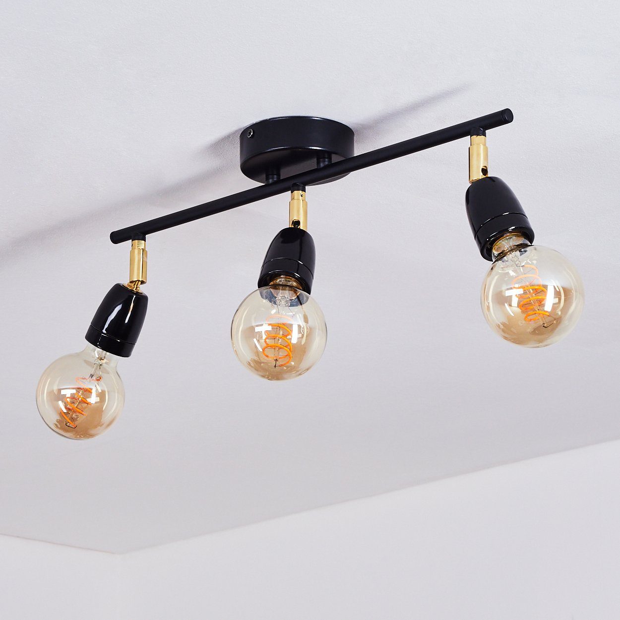 Deckenleuchte »Chialvetta« Leuchtmittel, Leuchte 3xE27 Schwarz/Gold, Deckenlampe moderne in Vintage-Design aus mit Metall/Keramik hofstein ohne verstellbaren Strahlern, im