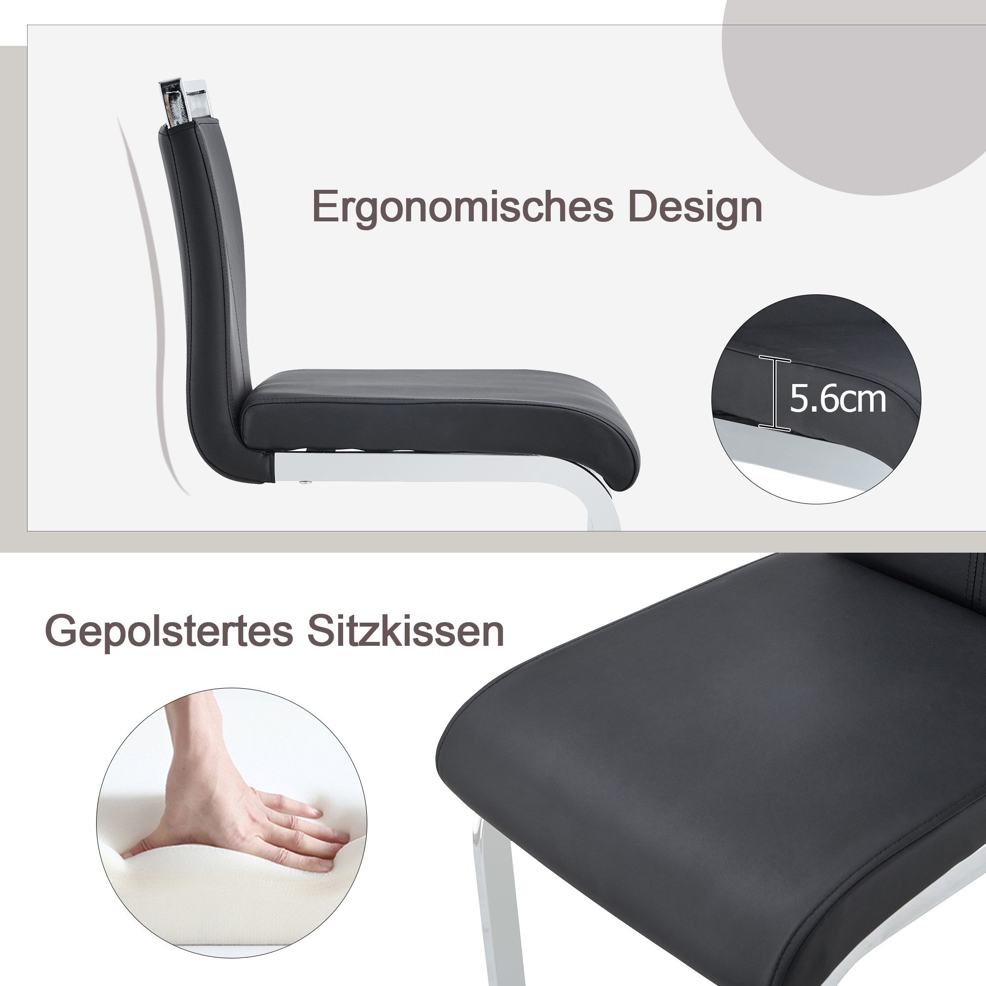 i@home Barhocker Esszimmerstuhl (2er Set), Hergestellt aus hochwertigem Kunstleder mit Metallbeinen