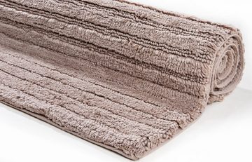 Badematte Cotton Stripes TOM TAILOR HOME, Höhe 20 mm, rutschhemmend beschichtet, fußbodenheizungsgeeignet, strapazierfähig, Baumwolle, quadratisch, Uni Farben, gestreift, reine Baumwolle, Hoch-Tief Effekt