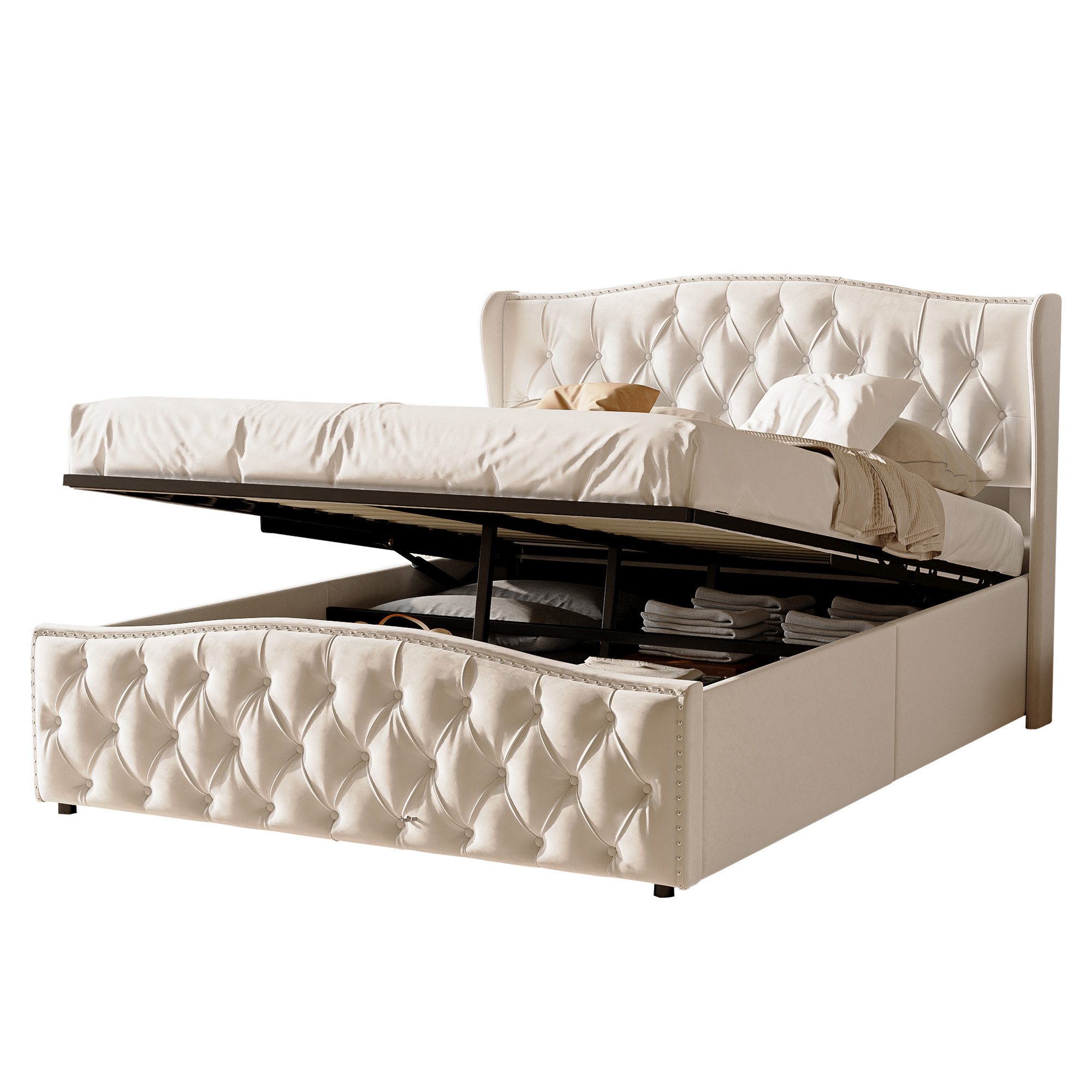 FUROKOY Stauraumbett Polsterbett Doppelbett mit hydraulischem günstig online kaufen