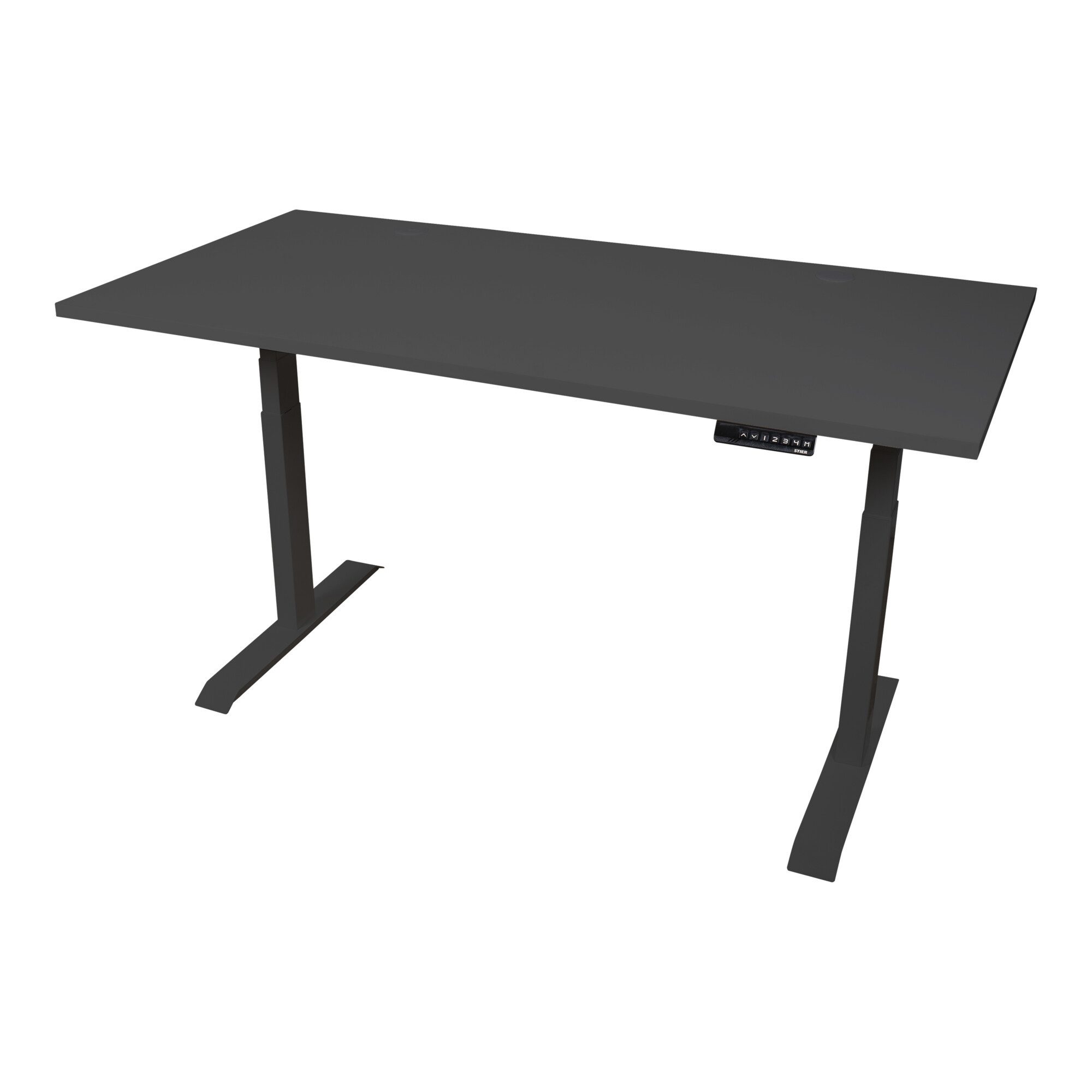 Stier Büromöbel-Set STIER Elektrisch höhenverstellbarer Schreibtisch TSR 140x80cm schwarz