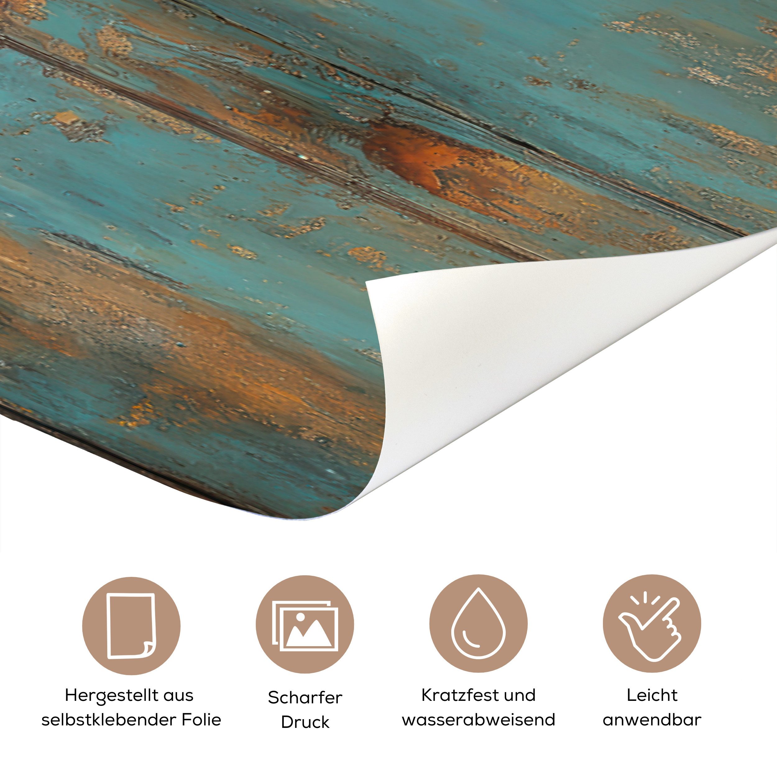 MuchoWow Türtapete Giraffe - Holz - Durchsichtig - Tiere - Kopf, Matt, bedruckt, (1 St), Selbstklebende Tapete, Folie für Möbel, 75x205 cm