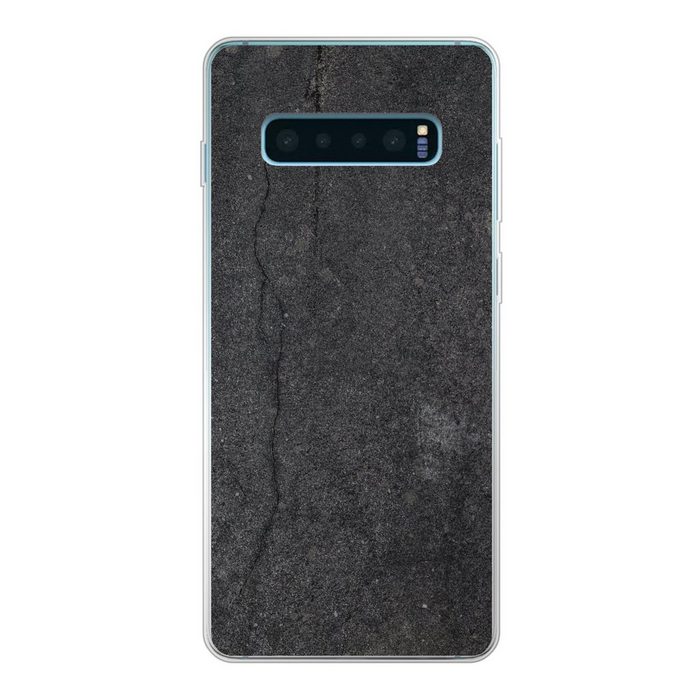 MuchoWow Handyhülle Beton - Schwarz - Grau - Rustikal - Industriell Phone Case Handyhülle Samsung Galaxy S10+ Silikon Schutzhülle