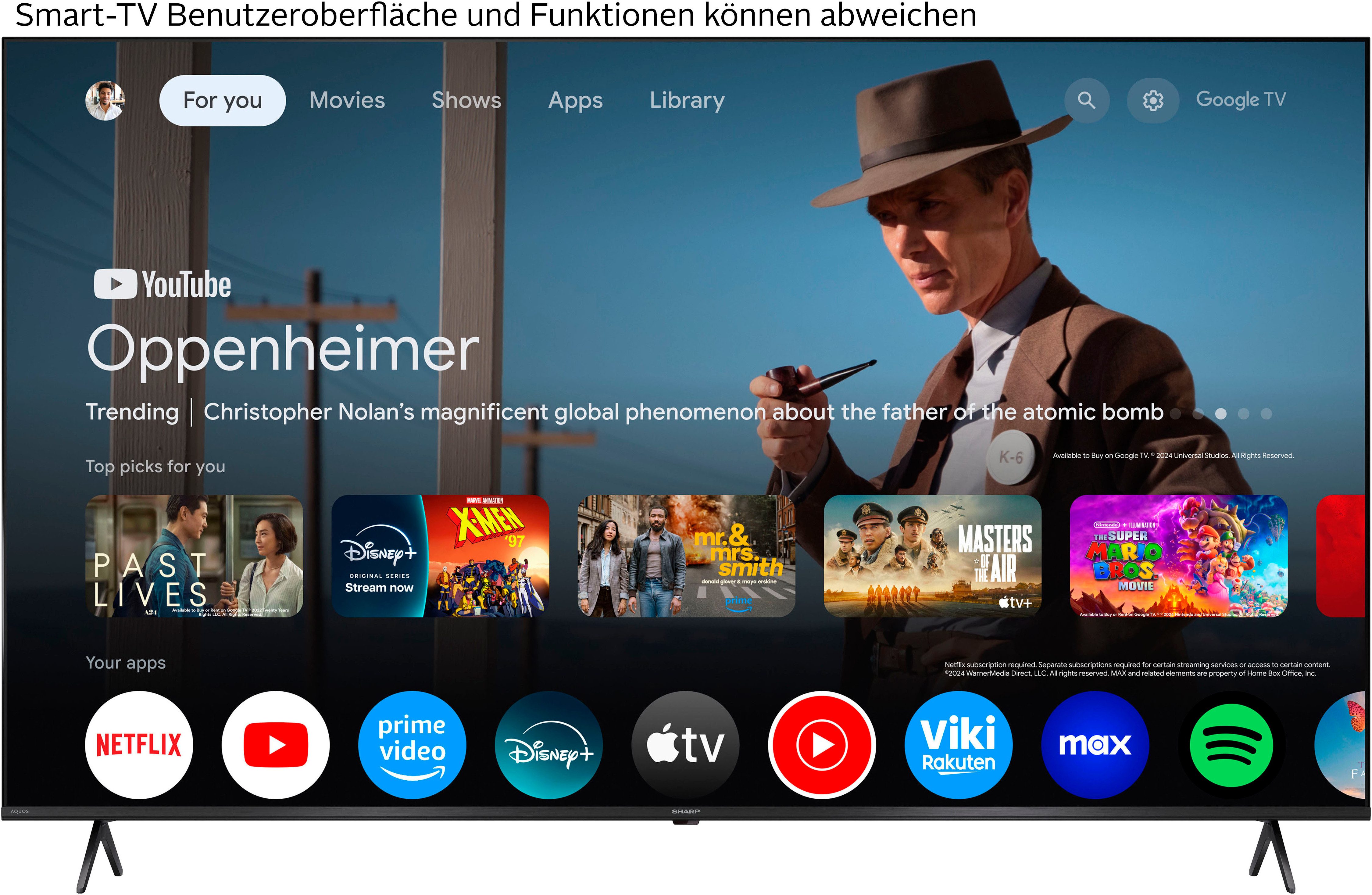 Sharp 4T-C65HPx QLED-Fernseher (164 cm/65 Zoll, 4K Ultra HD, Smart-TV, Google TV)