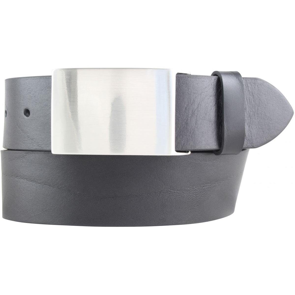 BELTINGER Ledergürtel Gürtel aus Vollrindleder 4,5 cm - Jeans-Gürtel für Herren 45mm - Jeans Schwarz, Silber