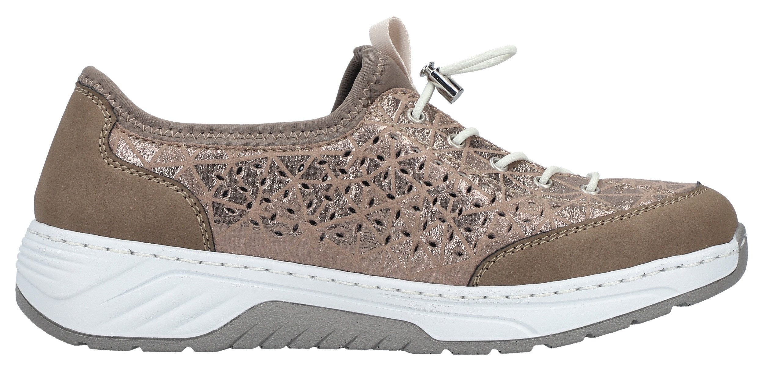 Rieker Slip-On Sneaker Slipper, Freizeitsneaker, Halbschuh in Metallic-Optik
