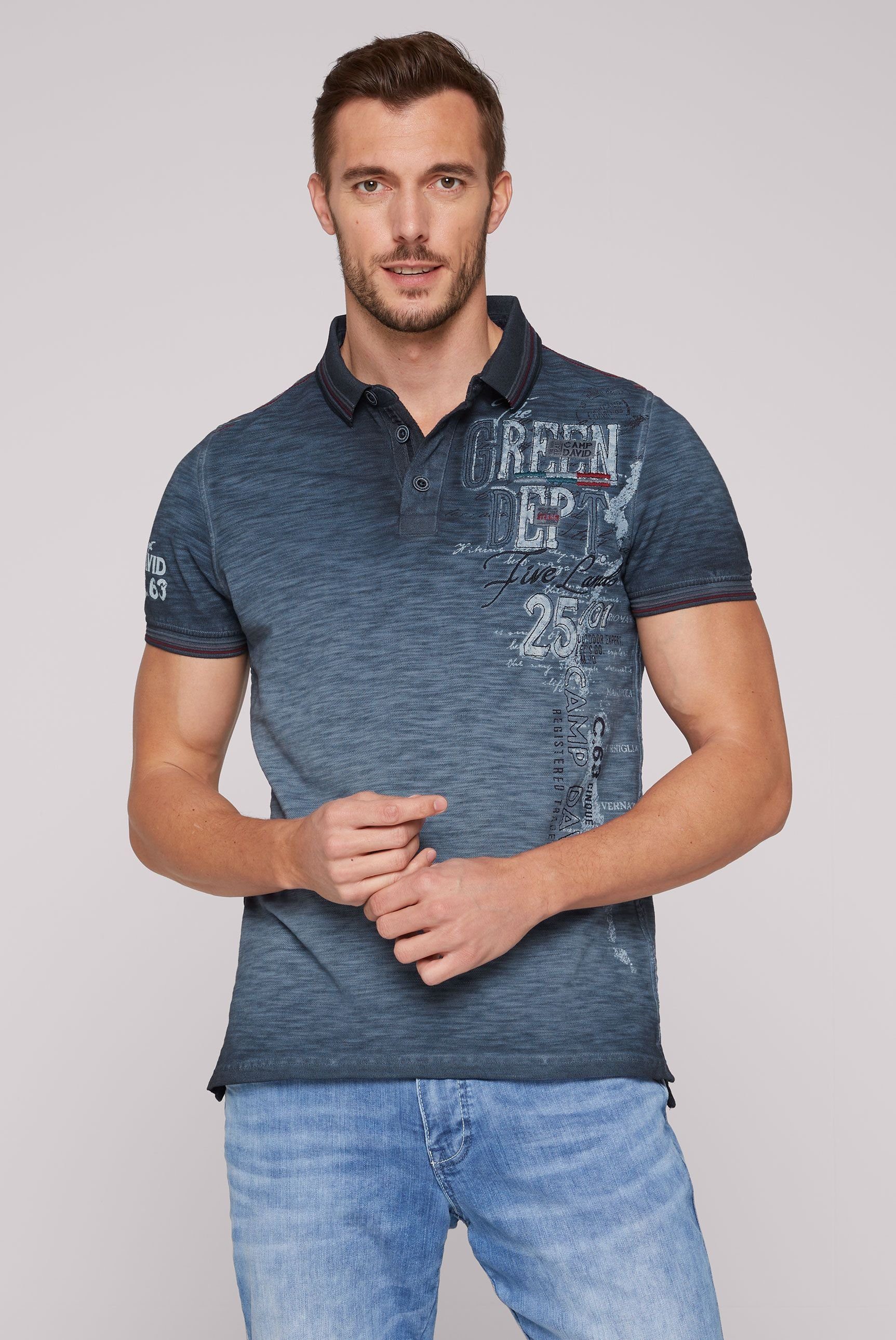 CAMP DAVID Poloshirt mit Kontrastnähten steel blue