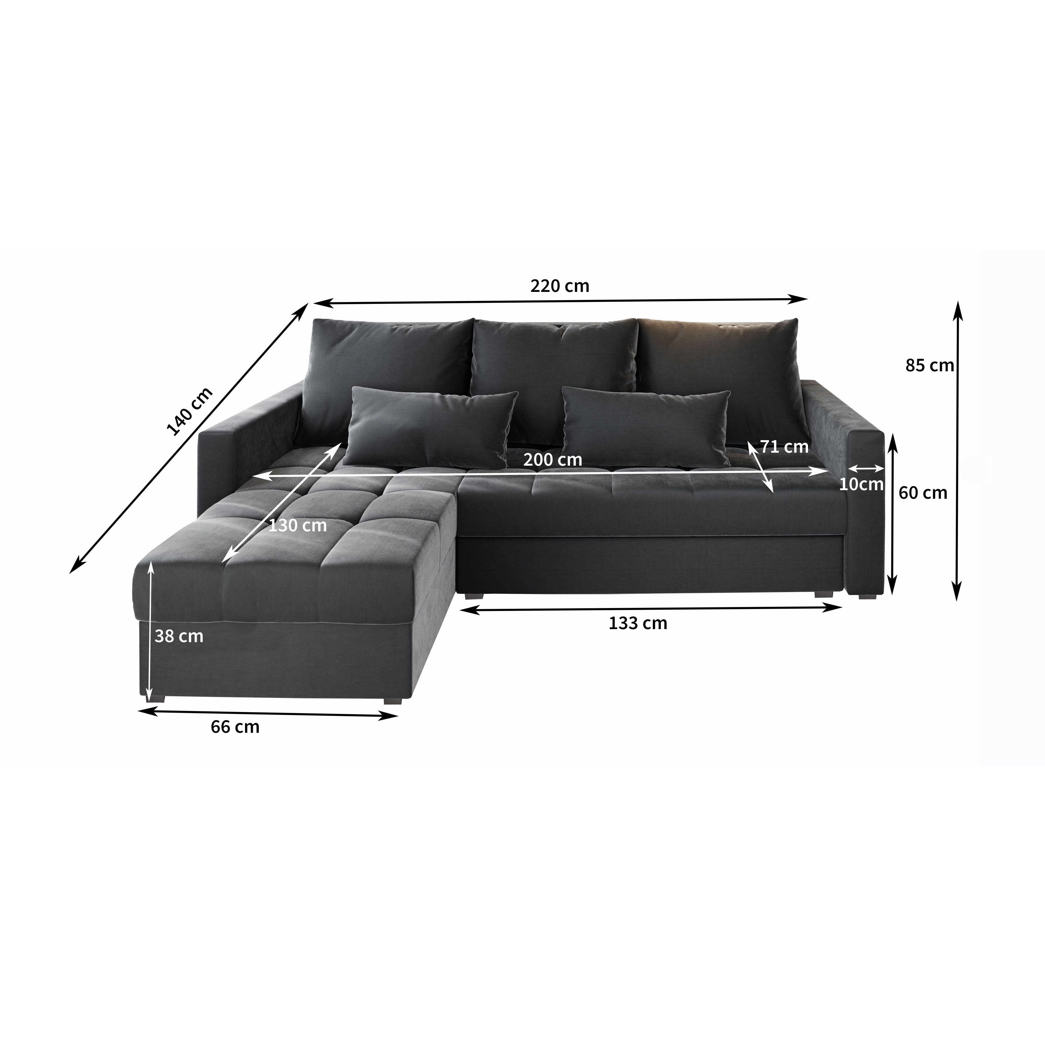 Masseno Ecksofa KOS PIK mit Schlaffunktion L-Form, Sofa mit Bettkasten