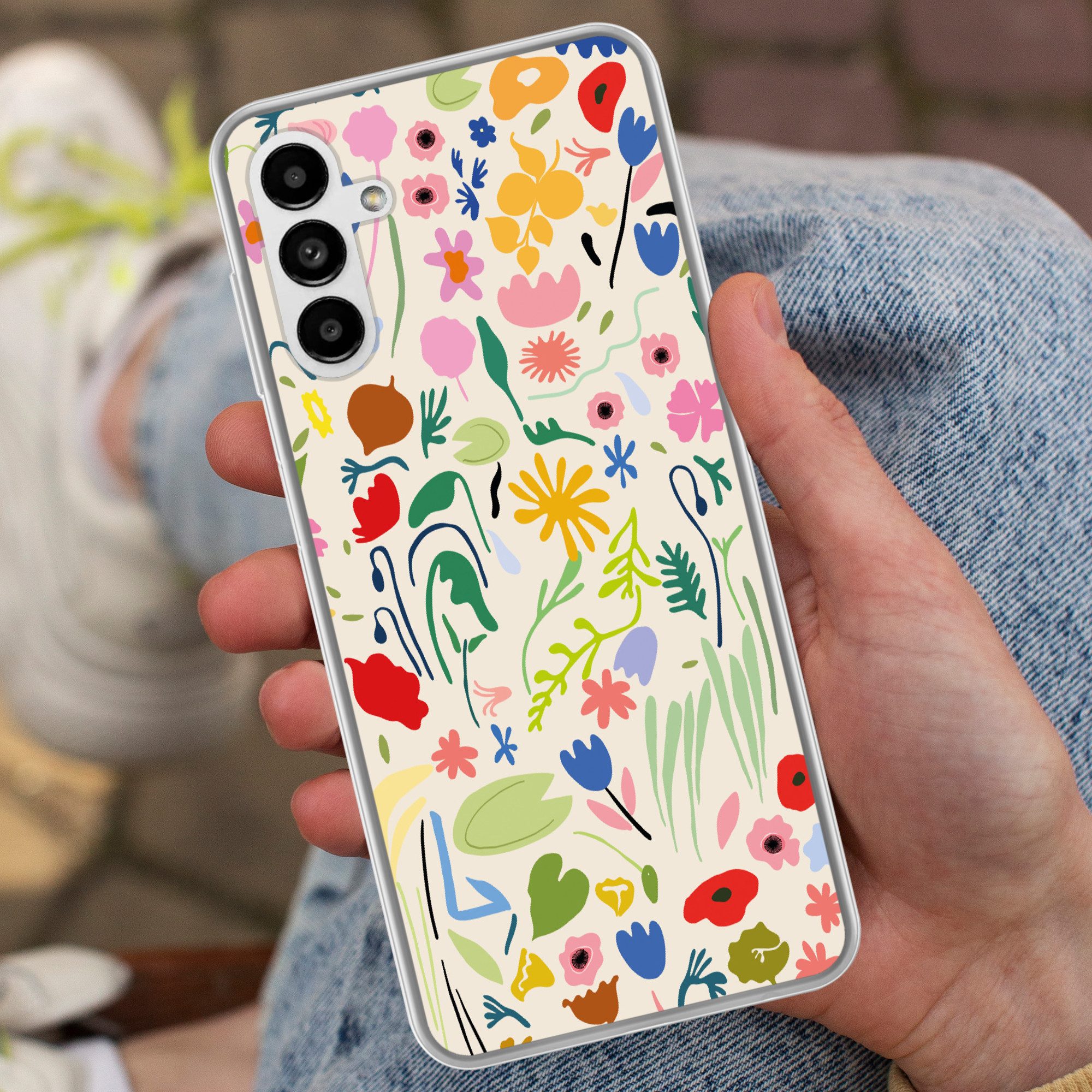 MuchoWow Handyhülle für Samsung Galaxy A04s Blumen - Muster - Pflanzen, Handy Case, Silikon, Bumper Case Dünn