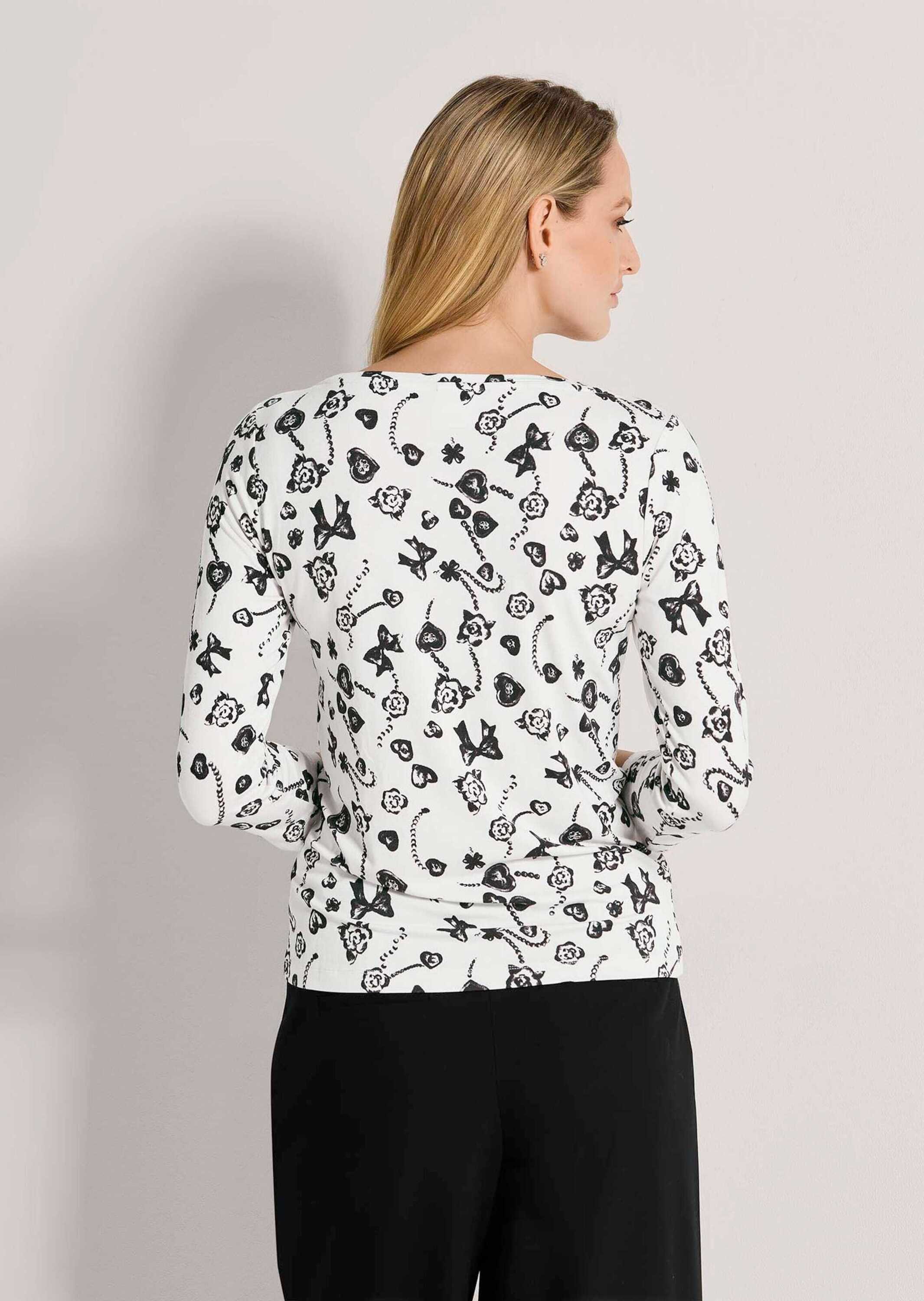 MADELEINE 3/4-Arm-Shirt Shirt mit Fantasy-Druck und Strass Rundhals, 3/4-Arm & florale Optik