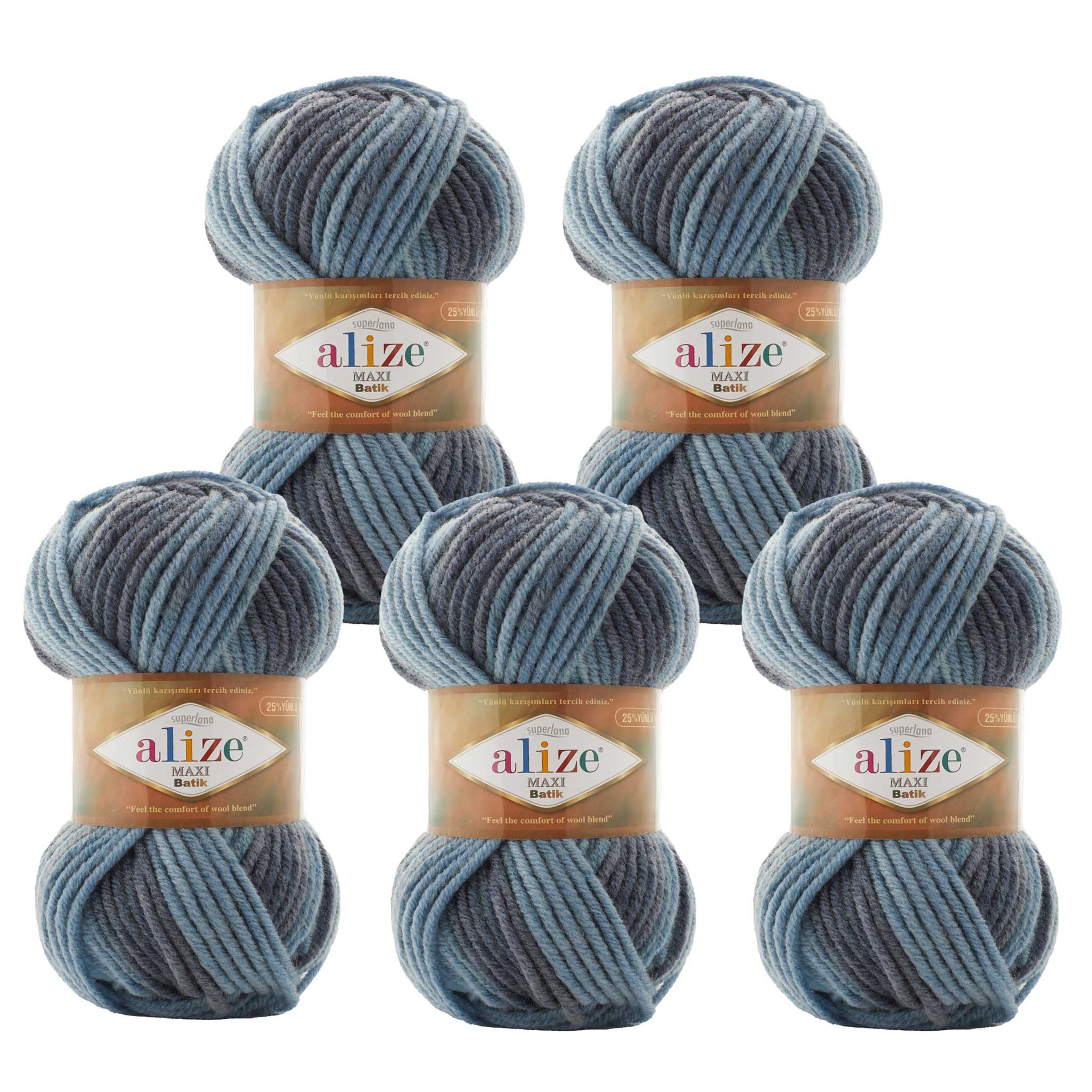 ALIZE 5 X 100g SUPERLANA MAXI BATIK 7786 Premium
