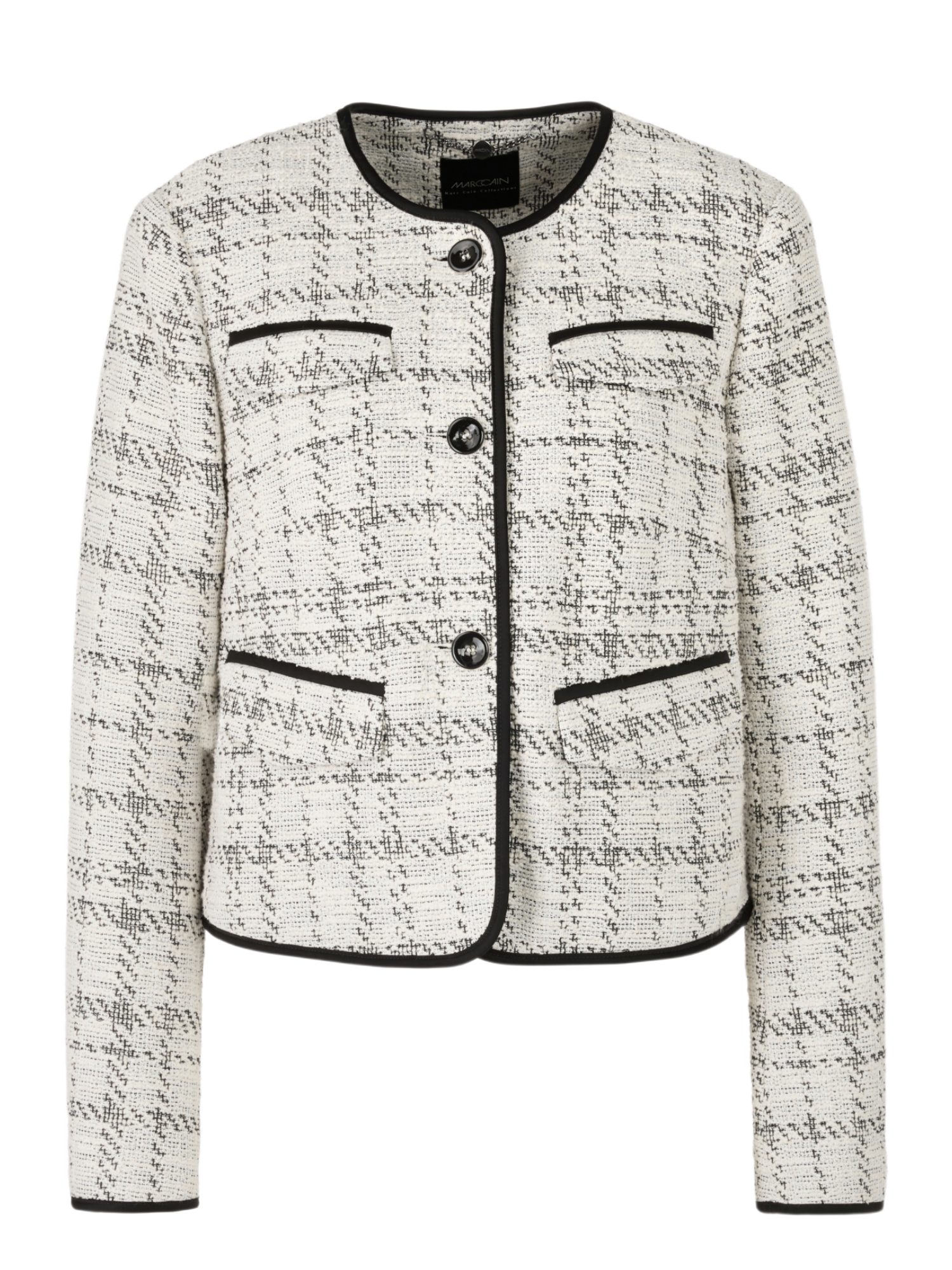Marc Cain Kurzjacke ZC.2 - D - City Tour weiß,Elegant,Polyester,Kariert,Rundhals,Lang,Regular Fit