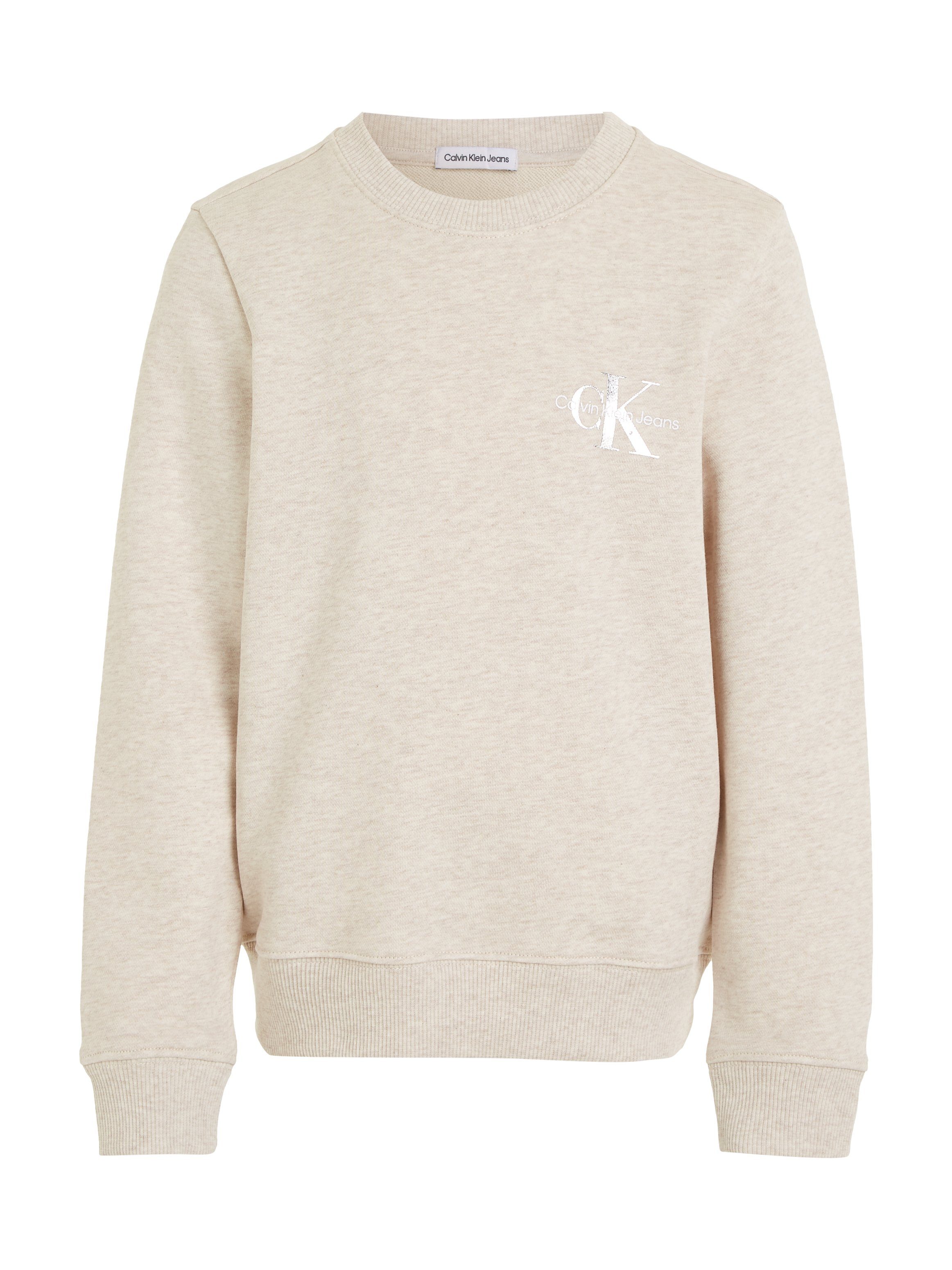 Calvin Klein Jeans Sweatshirt MONOGRAM SWEATSHIRT Logodruck CN mit Vanilla Heather