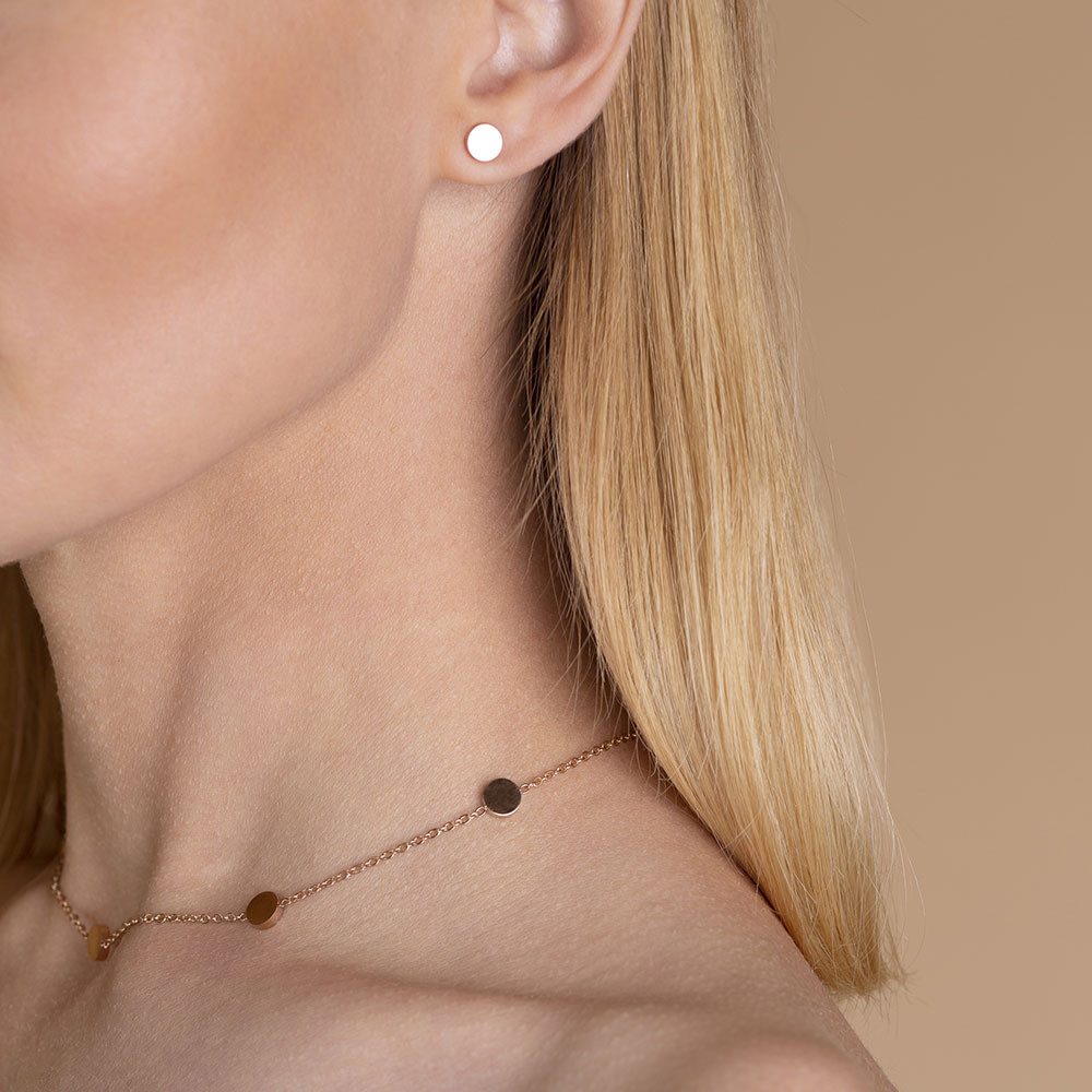 ALEXASCHA Choker Kurze Kette mit Plättchen • Edelstahlkette • Münzkette • verstellbar