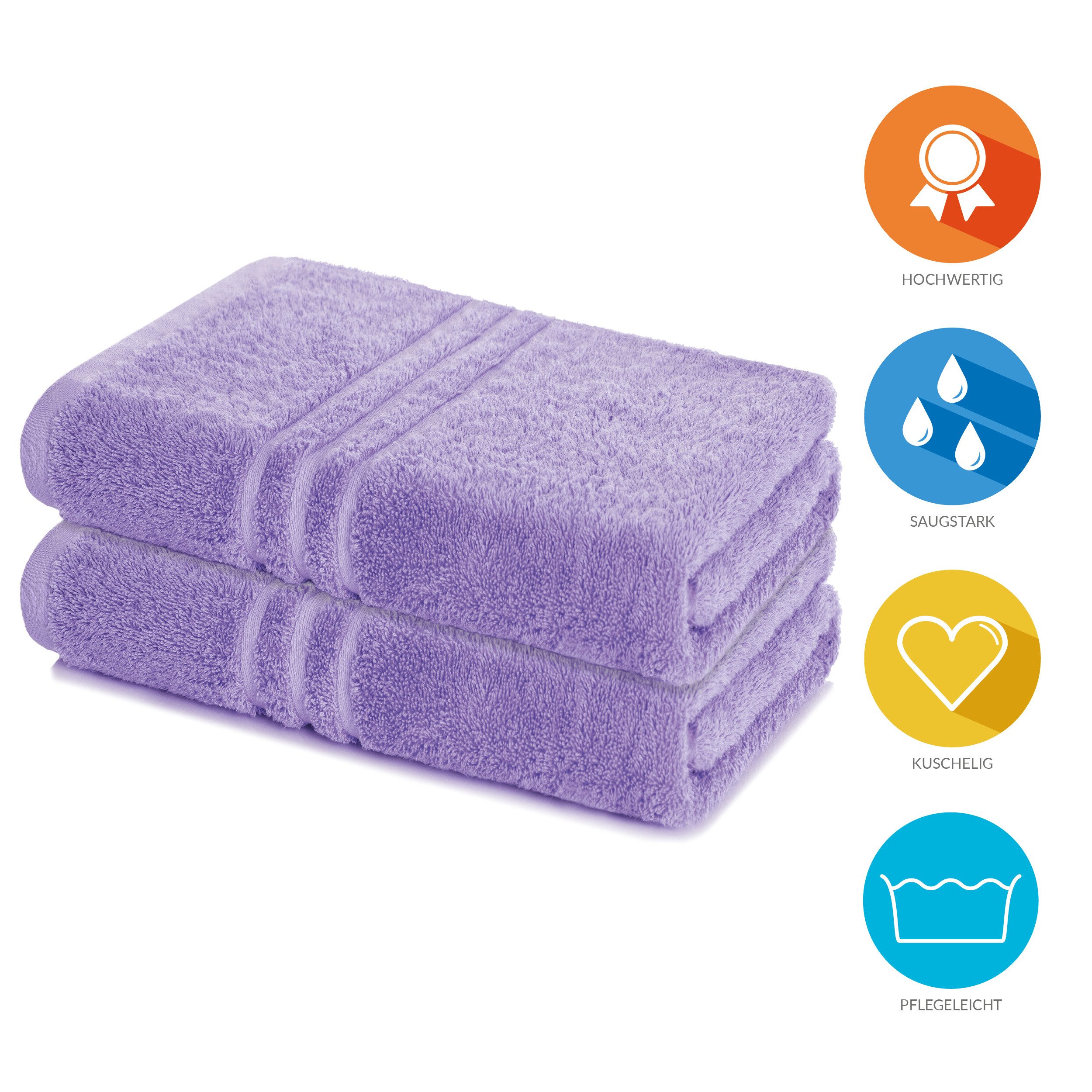 Lavea Badetuch Elena 2er Set Badetücher 100x150 cm, Duschtuch, 500 g/m² Frottier, weich & saugstark, pflegeleicht