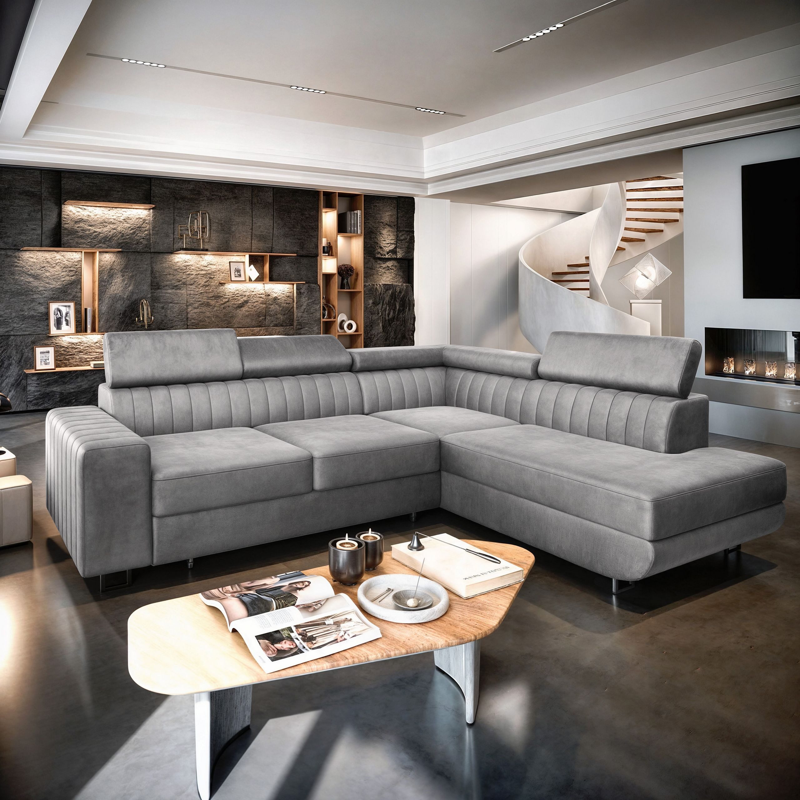 Masseno Ecksofa NOLA mit Schlaffunktion L-Form, Sofa mit Bettkasten günstig online kaufen